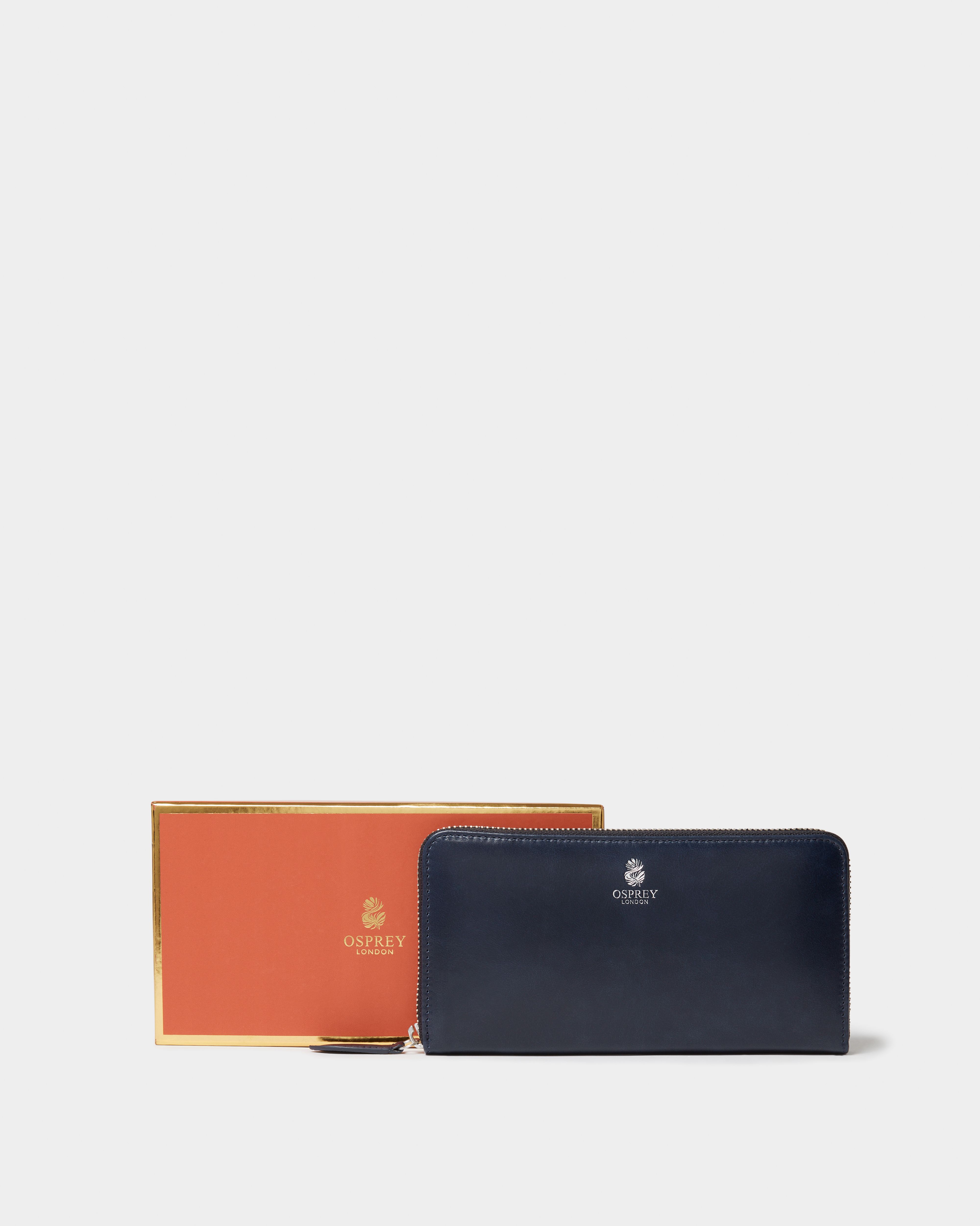 The Wentworth Large Leather Zip Around in Navy