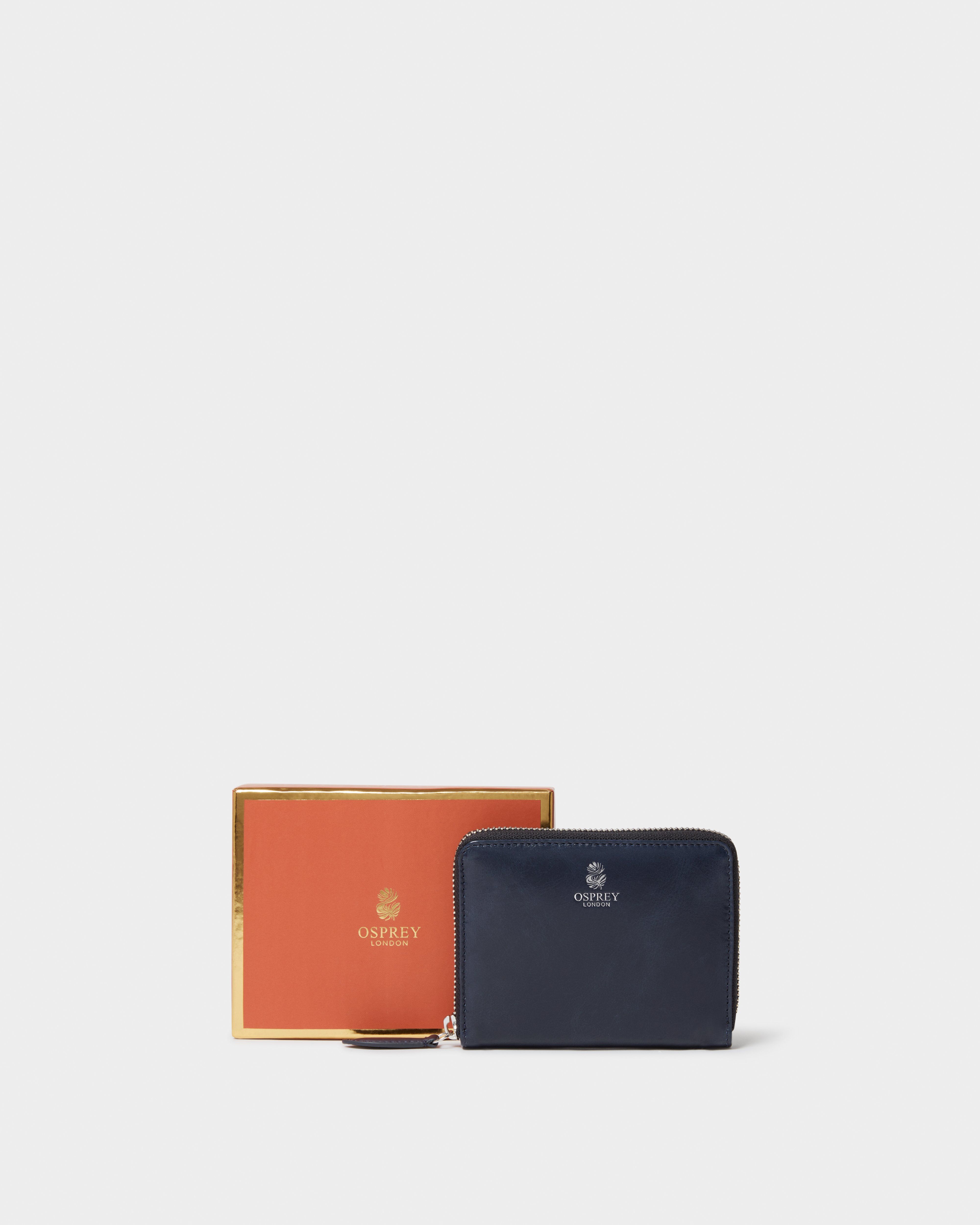 The Wentworth Medium Leather Zip Around in Navy