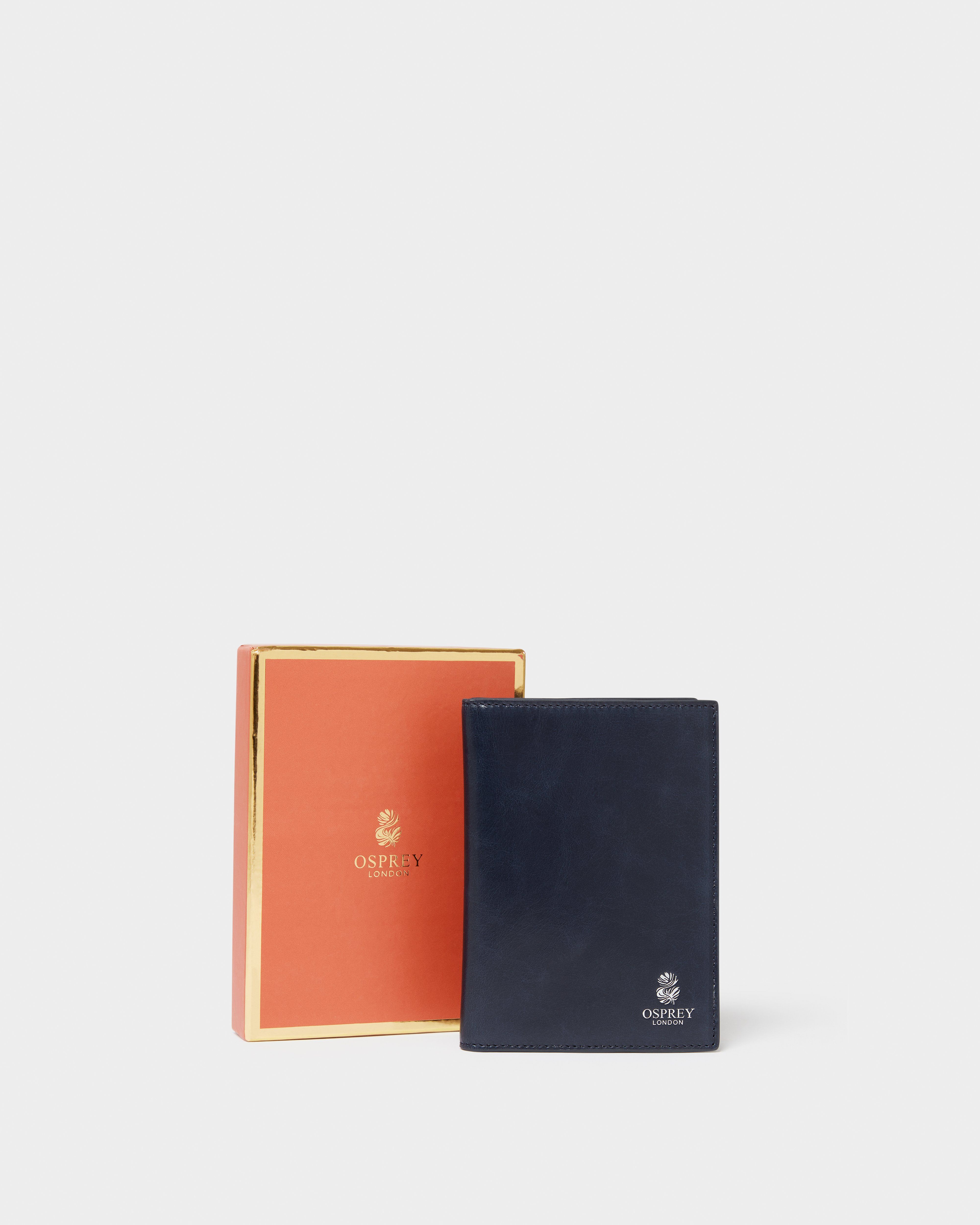 The Wentworth Leather Passport Cover in Navy