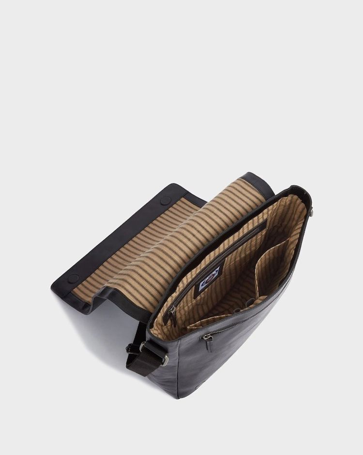 Image number 3 of The Smithy Large Leather Messenger in Black