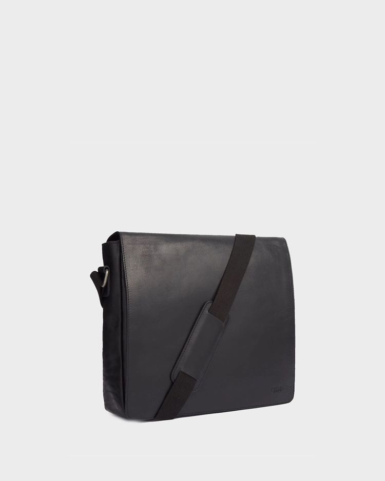 Image number 2 of The Smithy Large Leather Messenger in Black