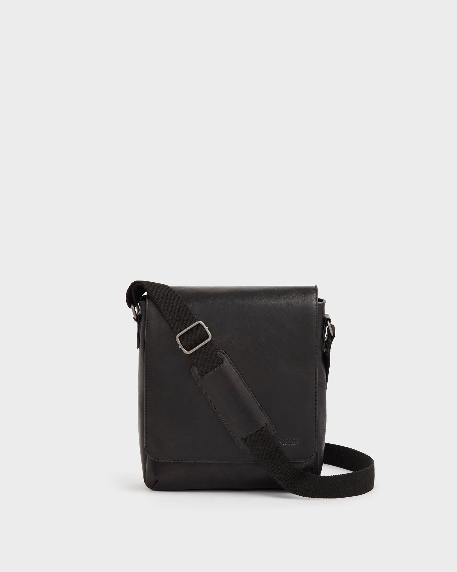 The Baker Large Leather Messenger in Black
