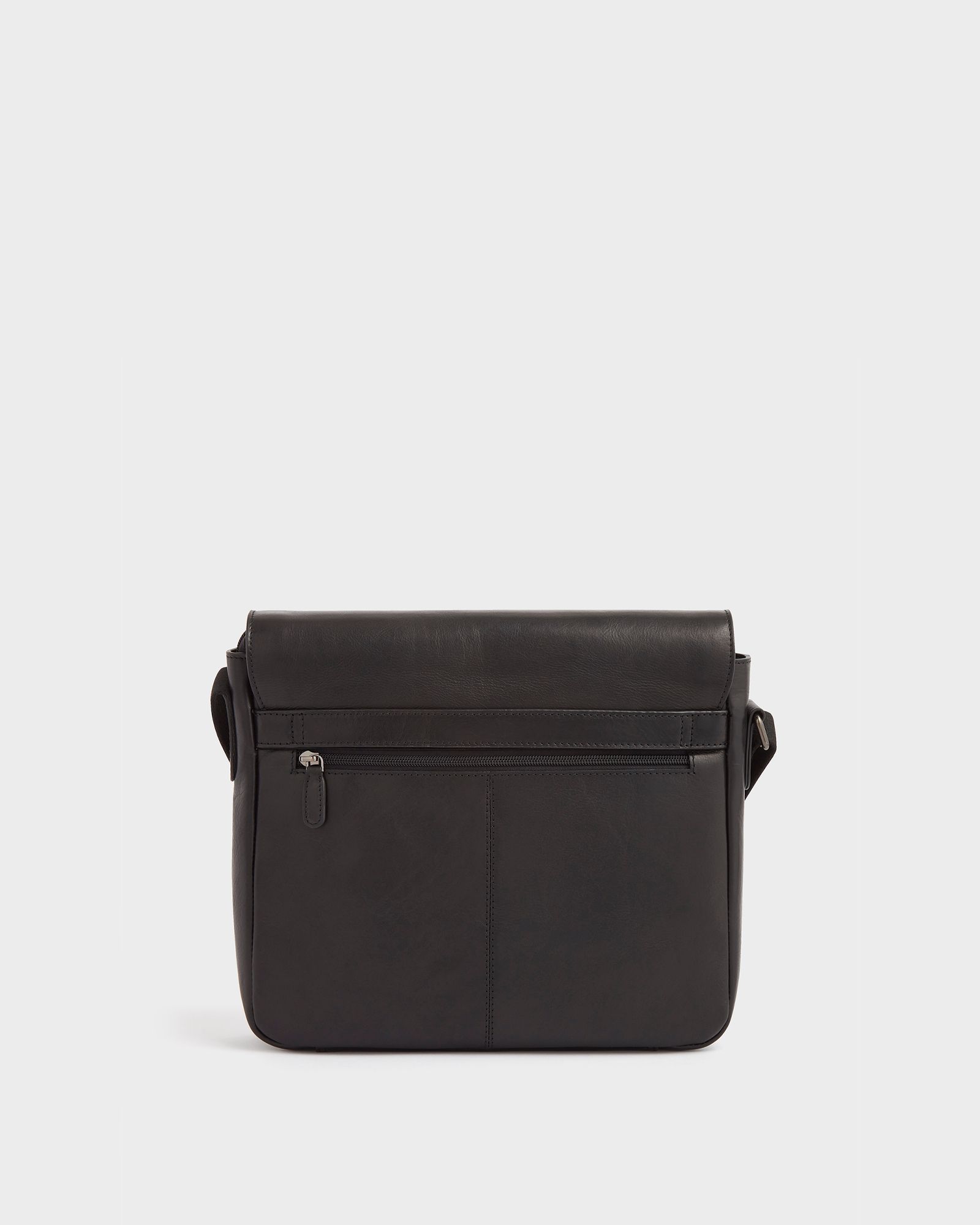 Image number 3 of The Brooks Large Leather Messenger in Black