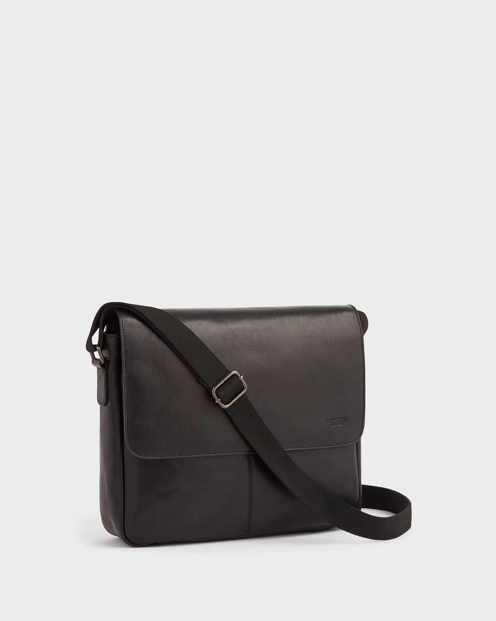 Image number 2 of The Brooks Large Leather Messenger in Black