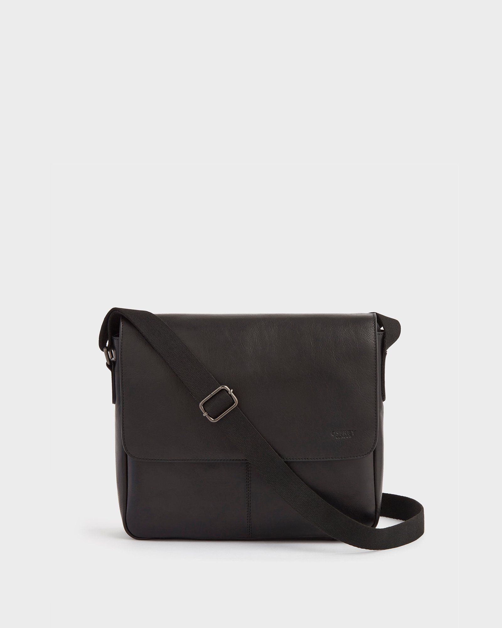 The Brooks Large Leather Messenger in Black
