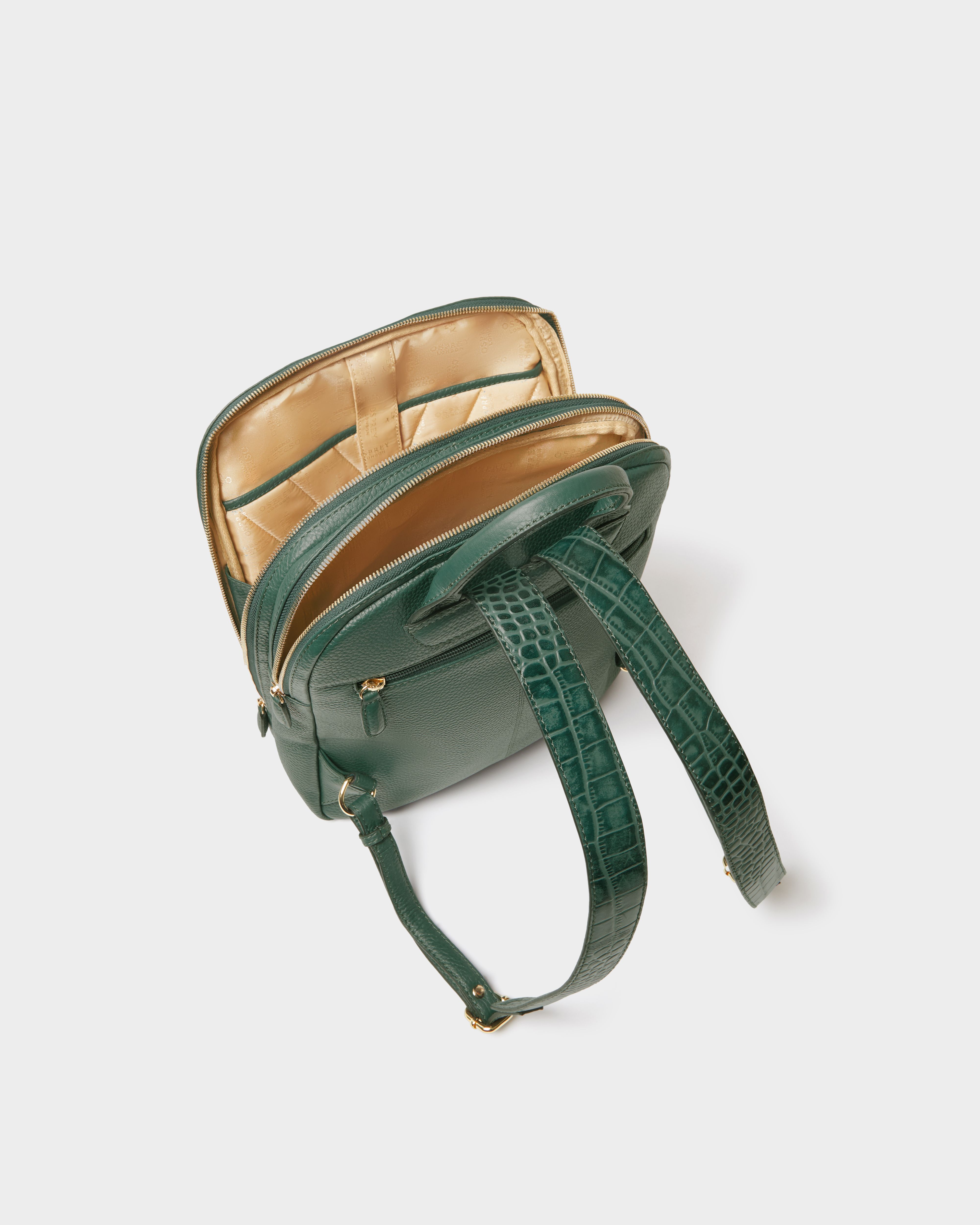 Image number 3 of The Kellie Leather Backpack in Forest