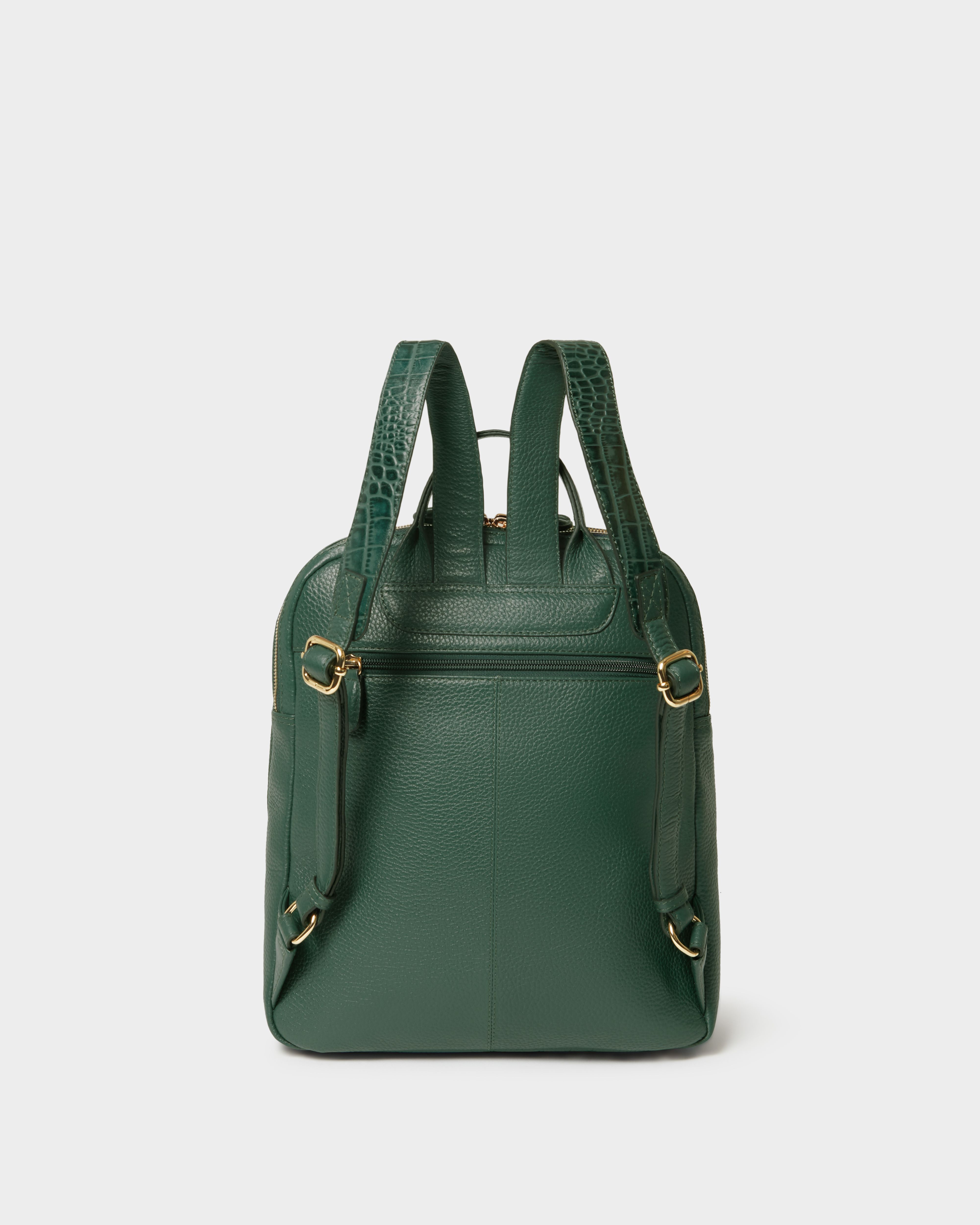 Image number 4 of The Kellie Leather Backpack in Forest