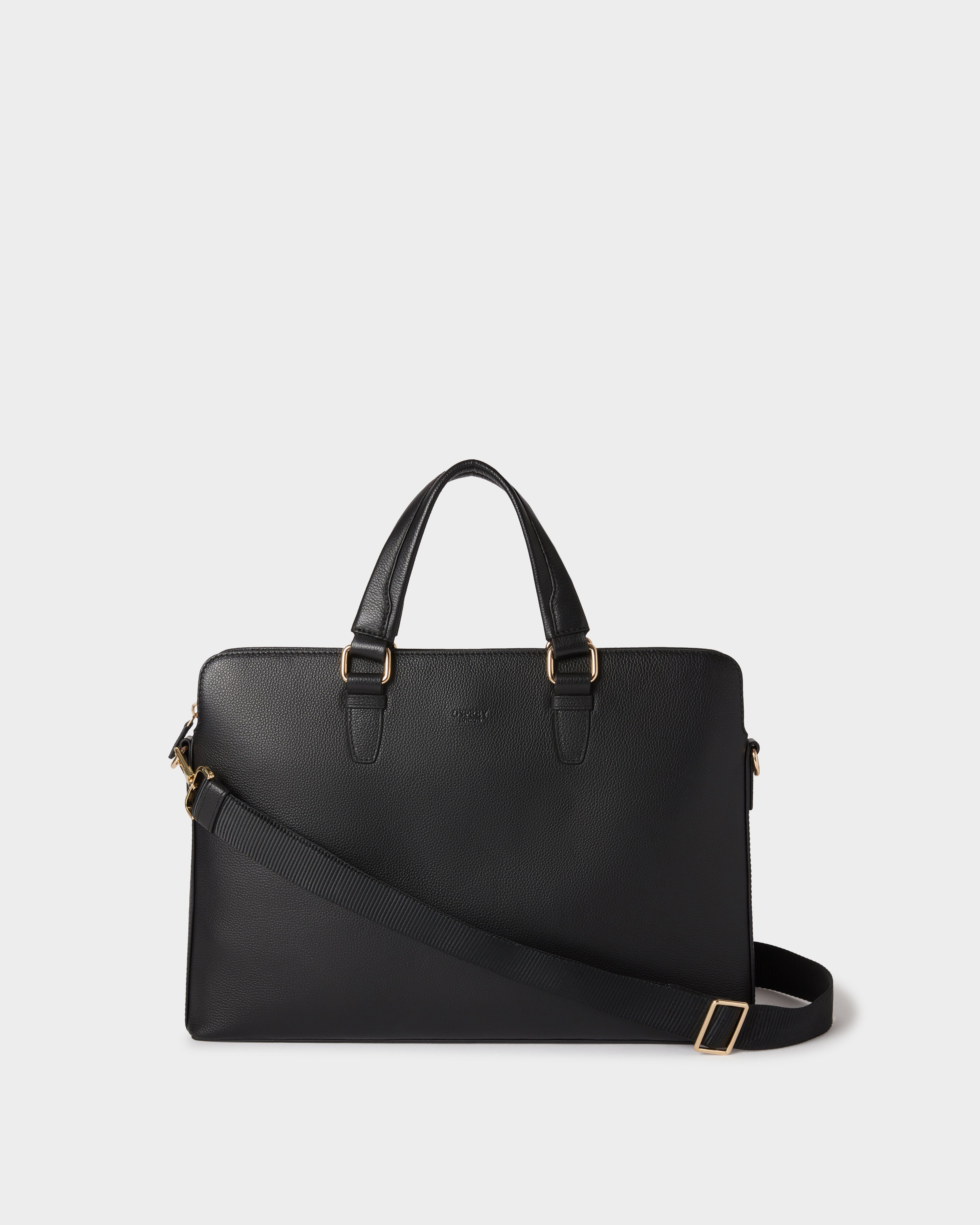The Mercury Leather Laptop Bag in Black