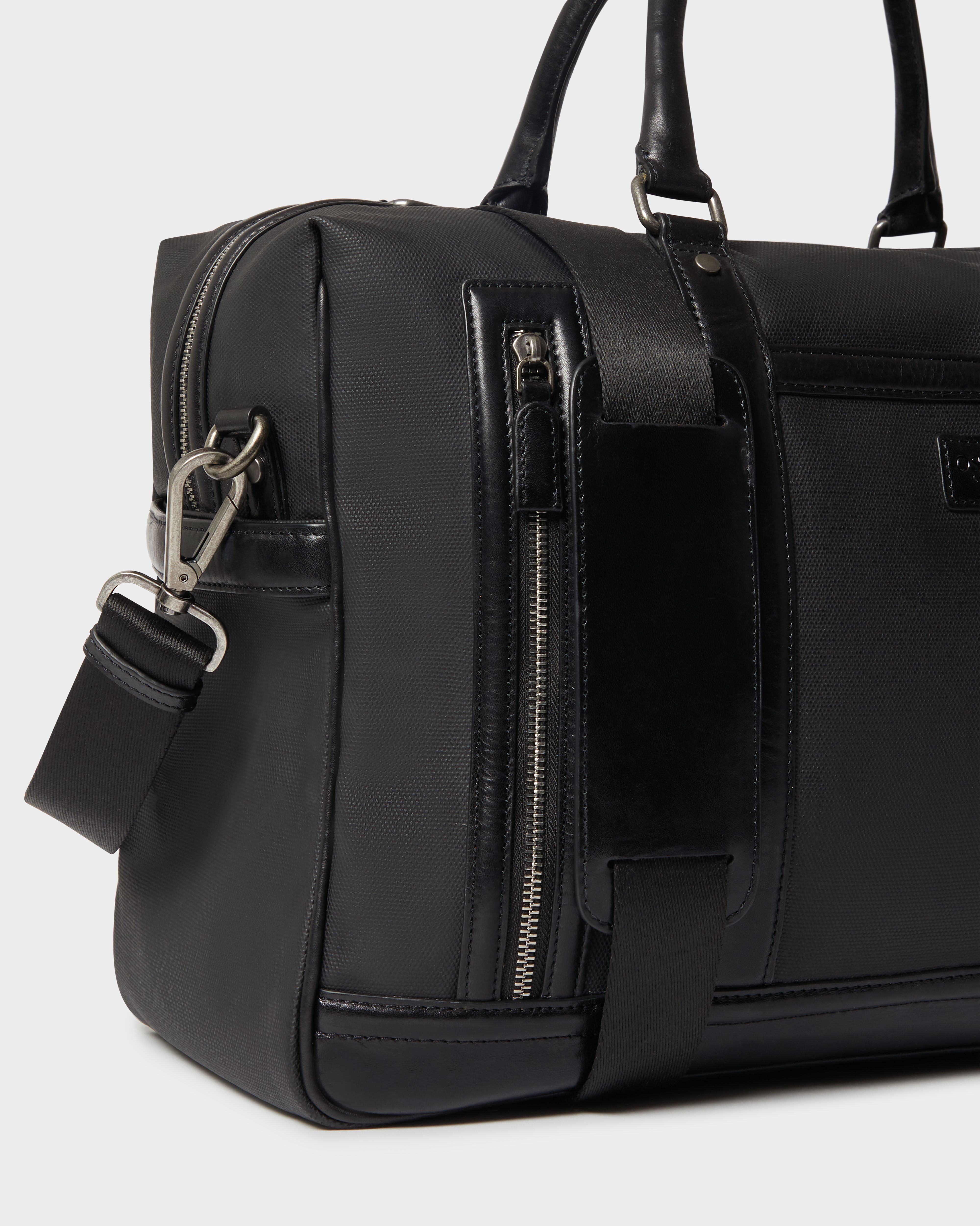 Image number 7 of The Frontline Waxed Canvas and Leather Weekender in Black
