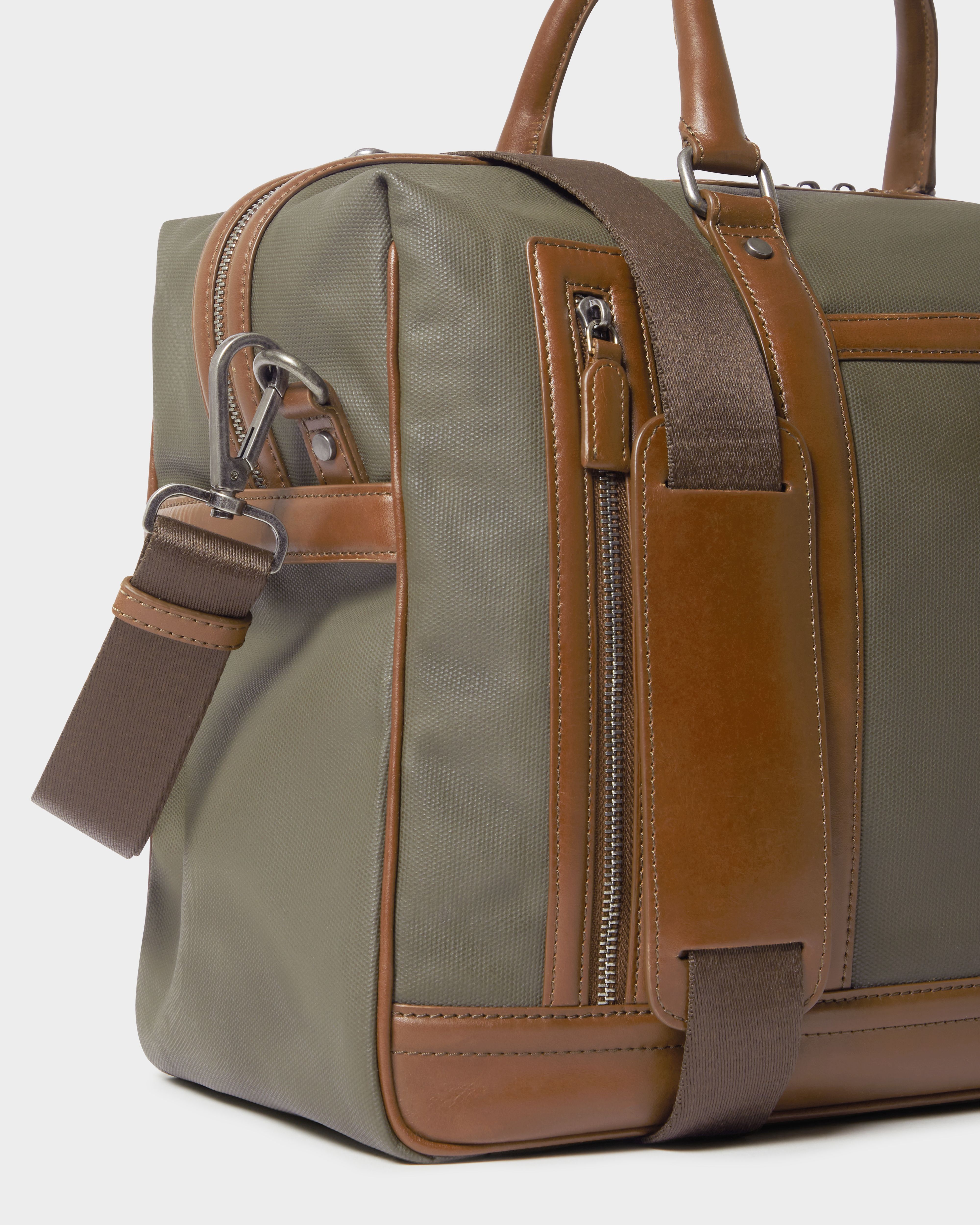 Image number 9 of The Frontline Waxed Canvas and Leather Weekender in Khaki & Chestnut