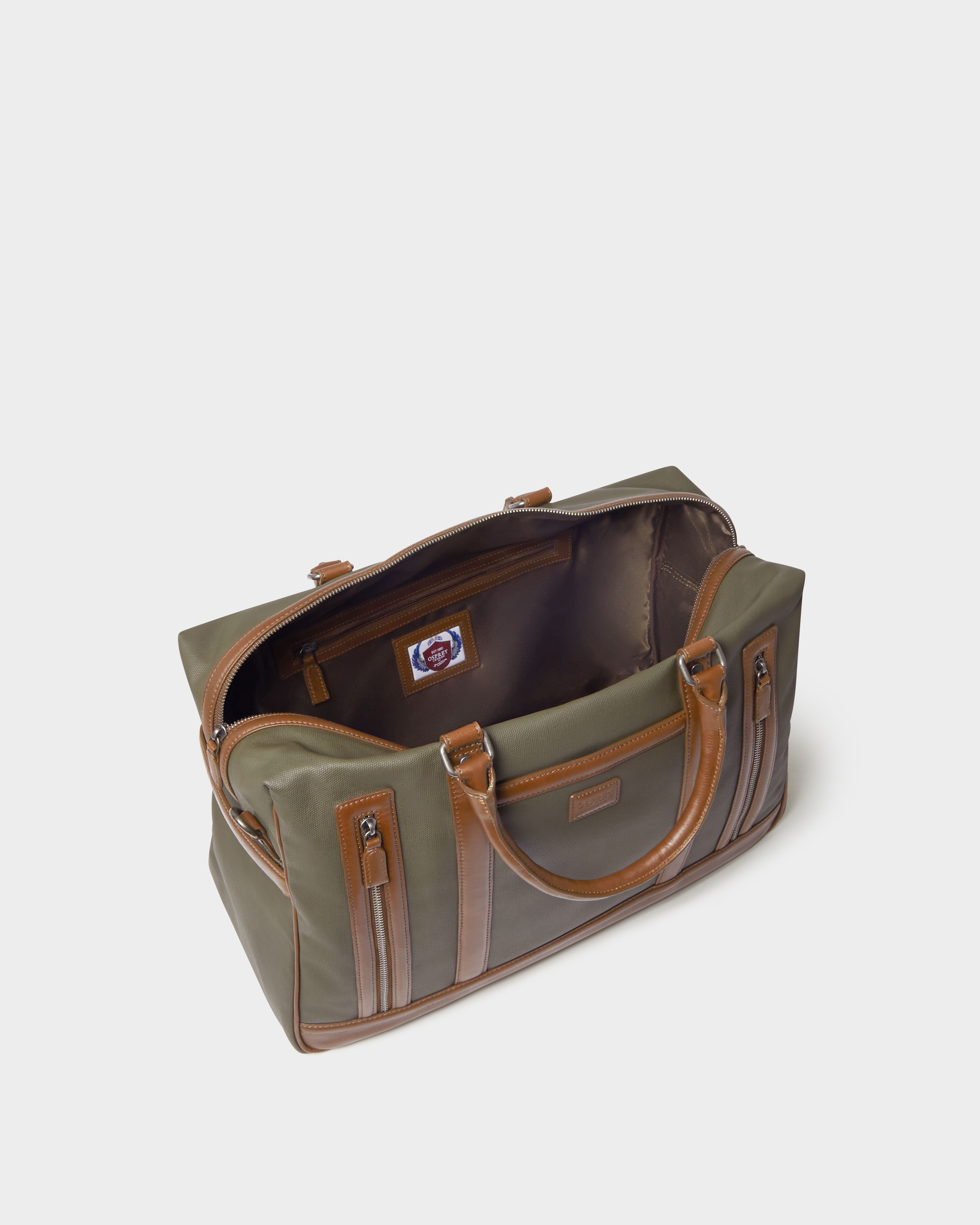 Image number 6 of The Frontline Waxed Canvas and Leather Weekender in Khaki & Chestnut