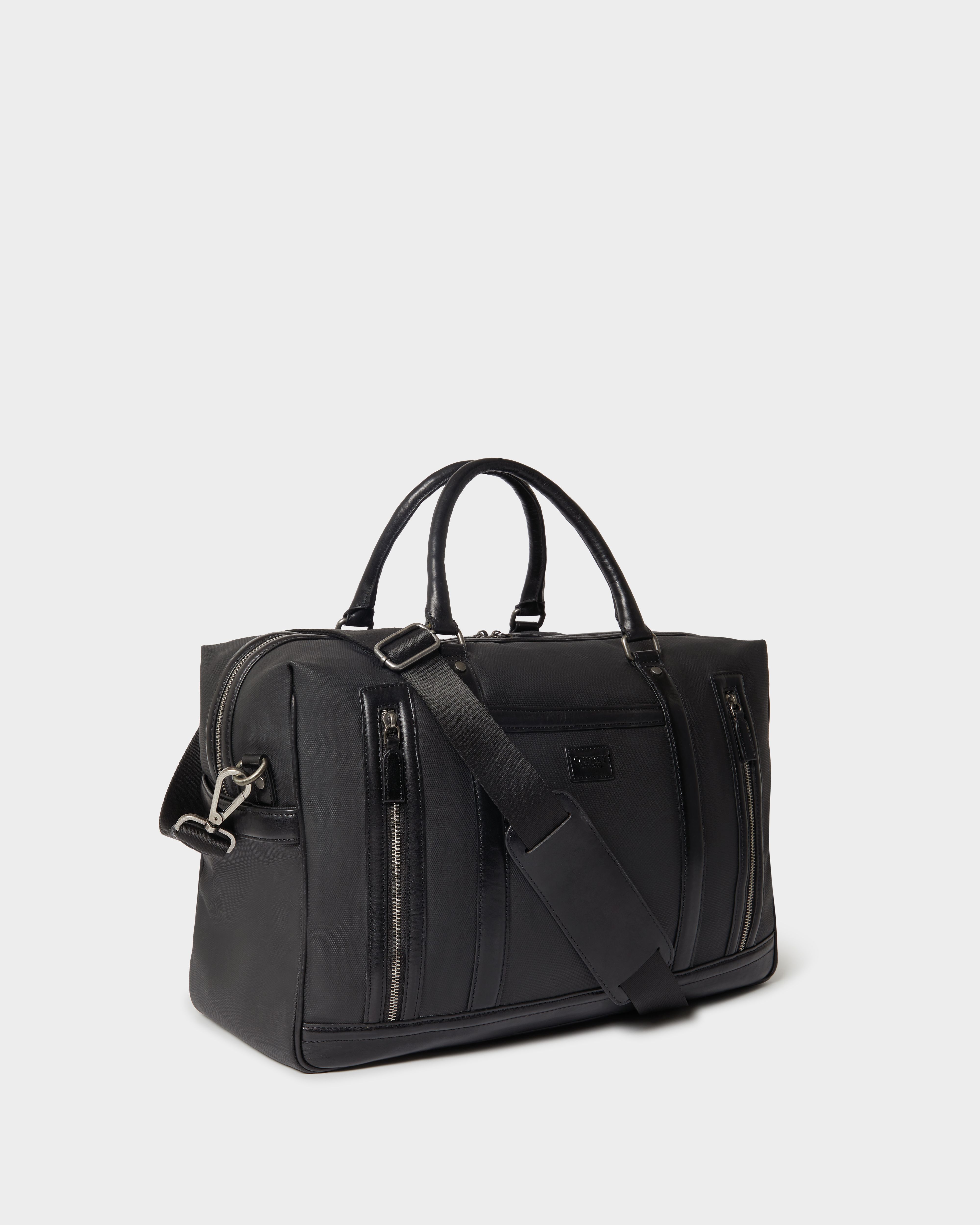 Image number 2 of The Frontline Waxed Canvas and Leather Weekender in Black