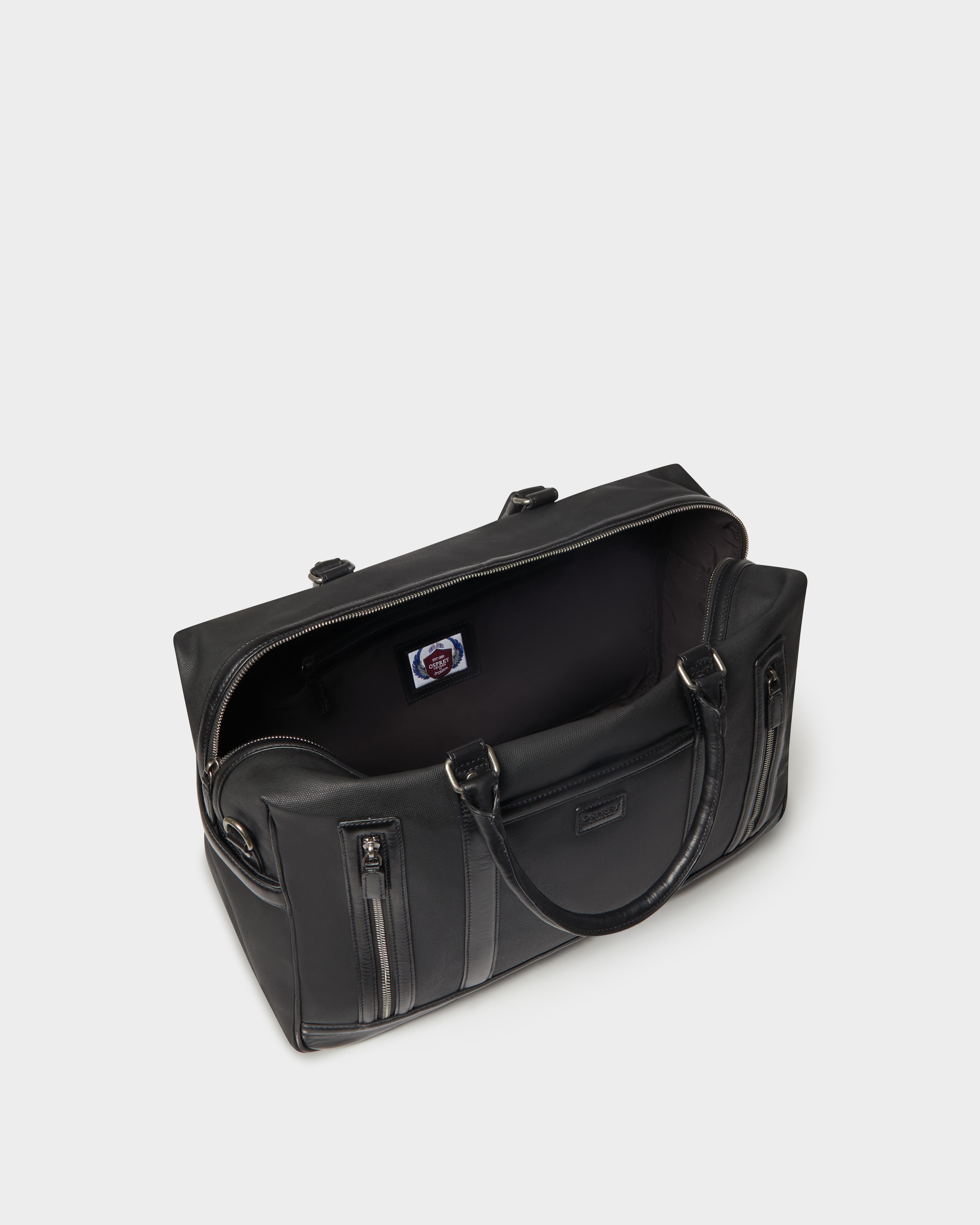 Image number 4 of The Frontline Waxed Canvas and Leather Weekender in Black
