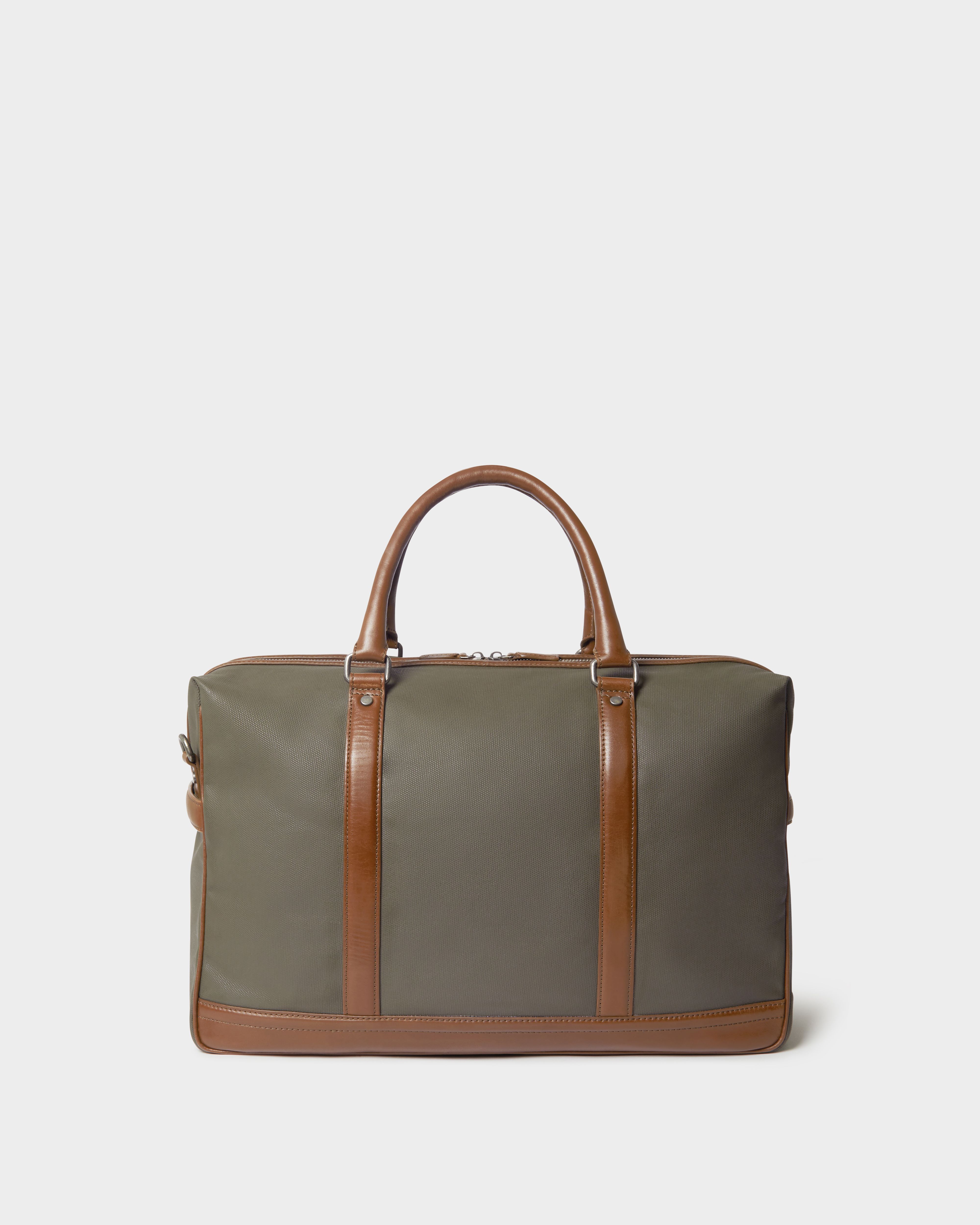 Image number 7 of The Frontline Waxed Canvas and Leather Weekender in Khaki & Chestnut