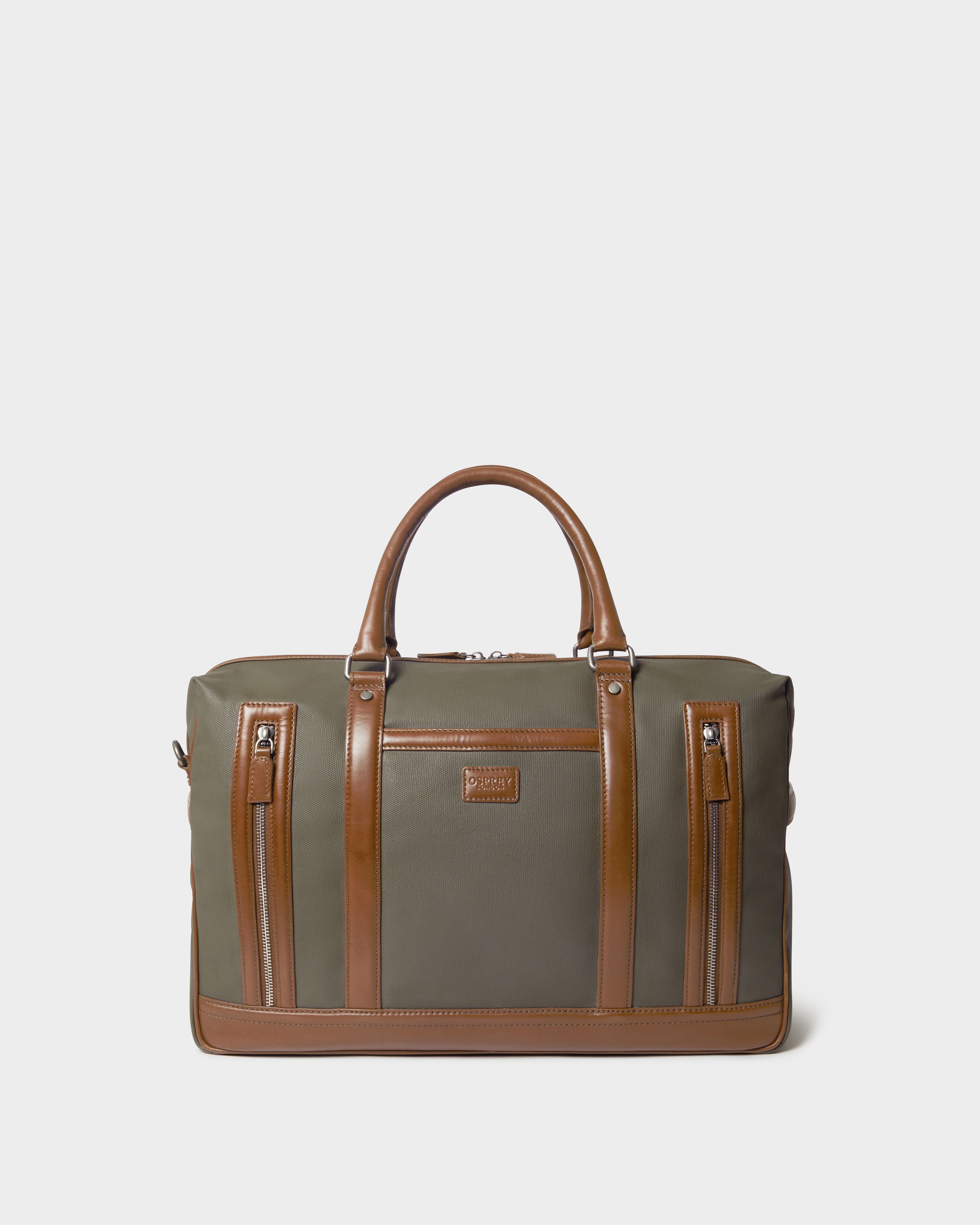 Image number 5 of The Frontline Waxed Canvas and Leather Weekender in Khaki & Chestnut