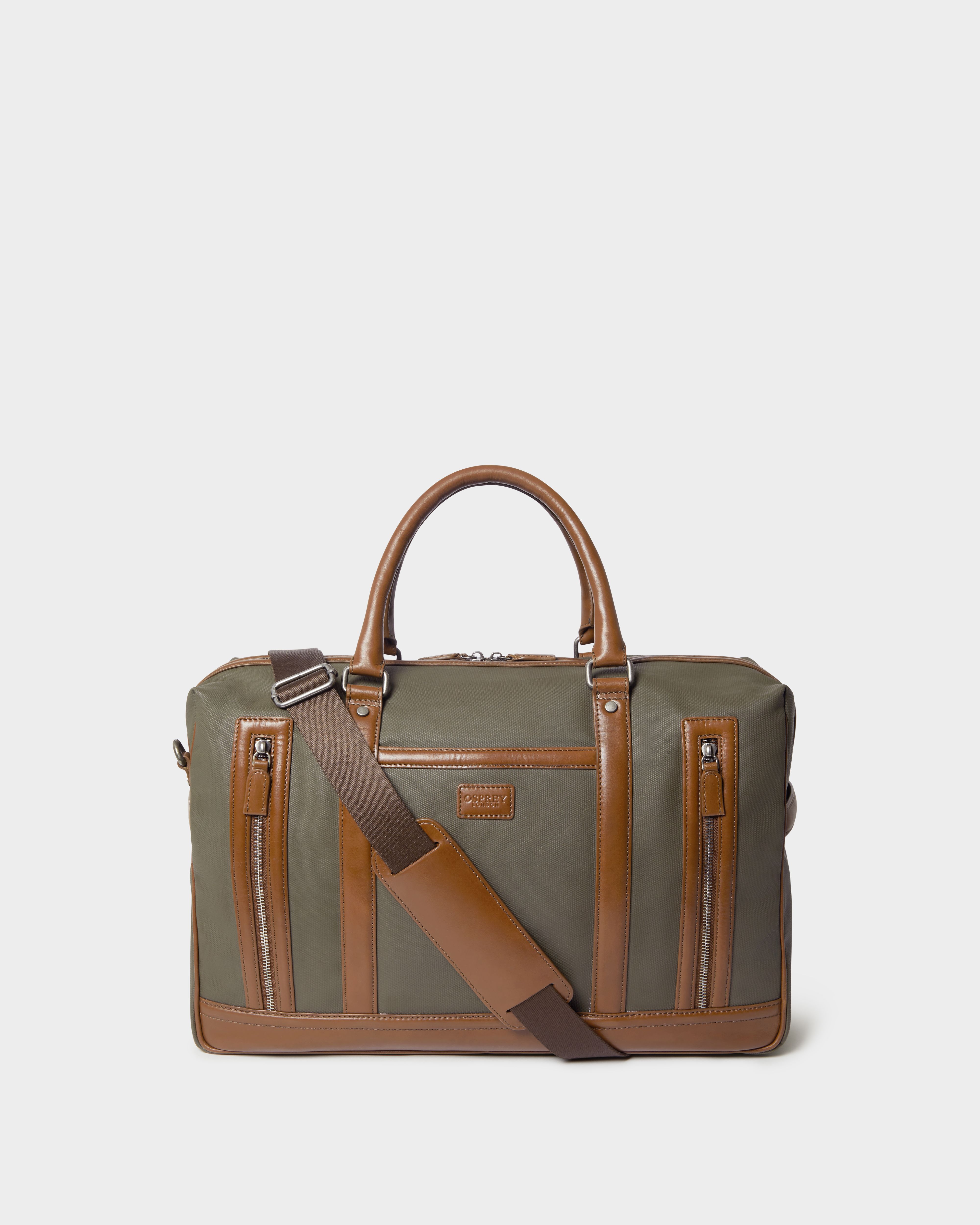Image number 3 of The Frontline Waxed Canvas and Leather Weekender in Khaki & Chestnut