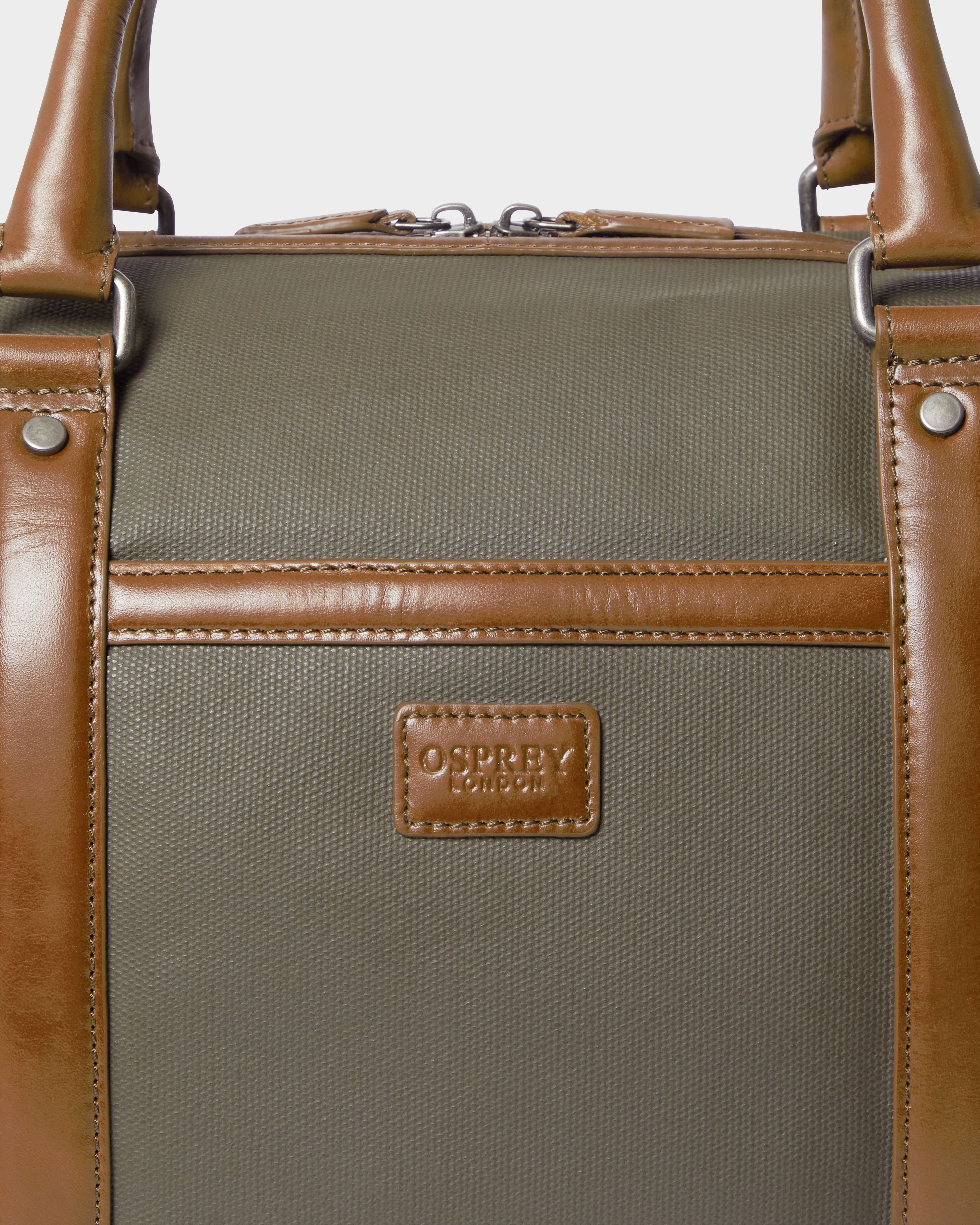 Image number 8 of The Frontline Waxed Canvas and Leather Weekender in Khaki & Chestnut