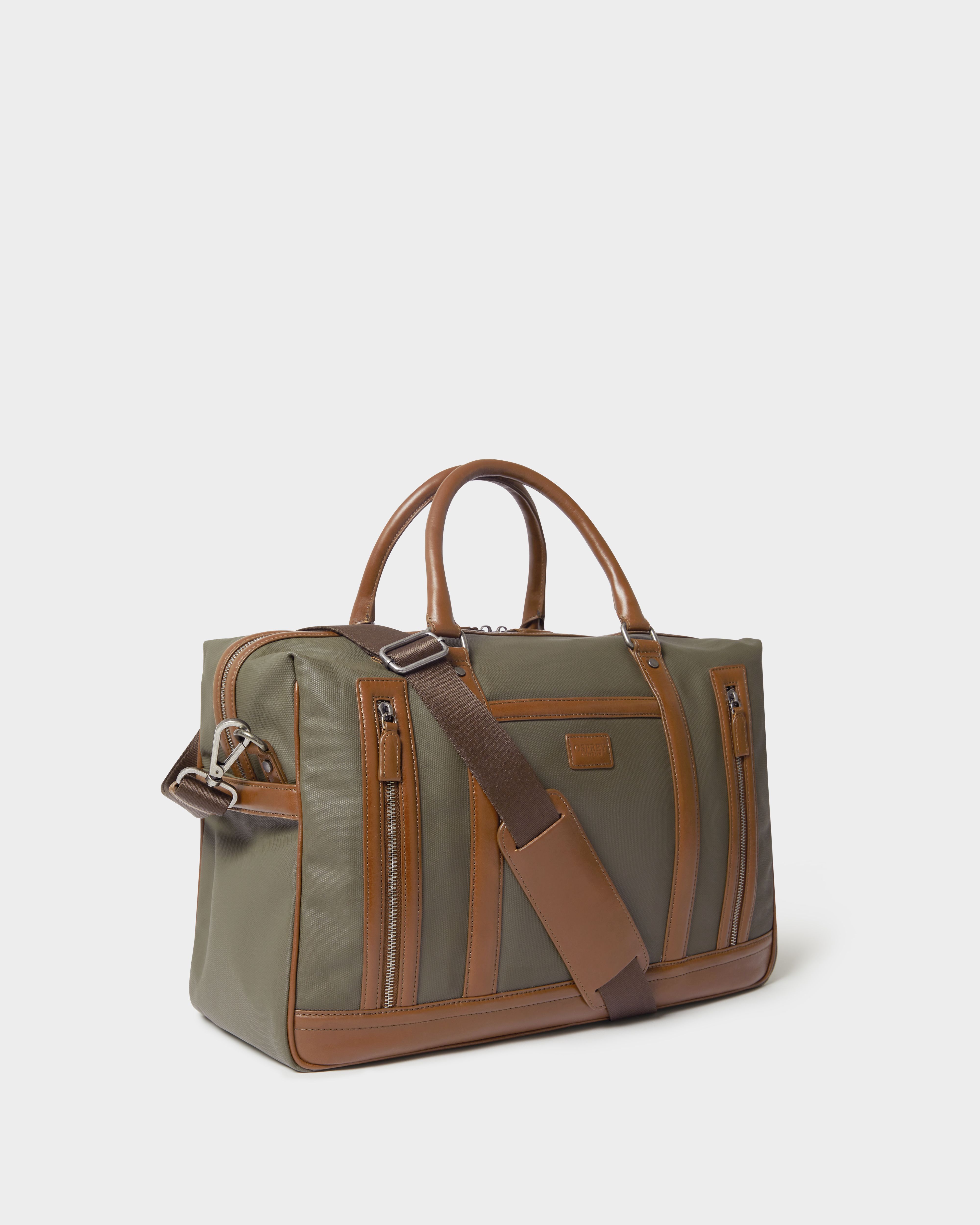 Image number 4 of The Frontline Waxed Canvas and Leather Weekender in Khaki & Chestnut
