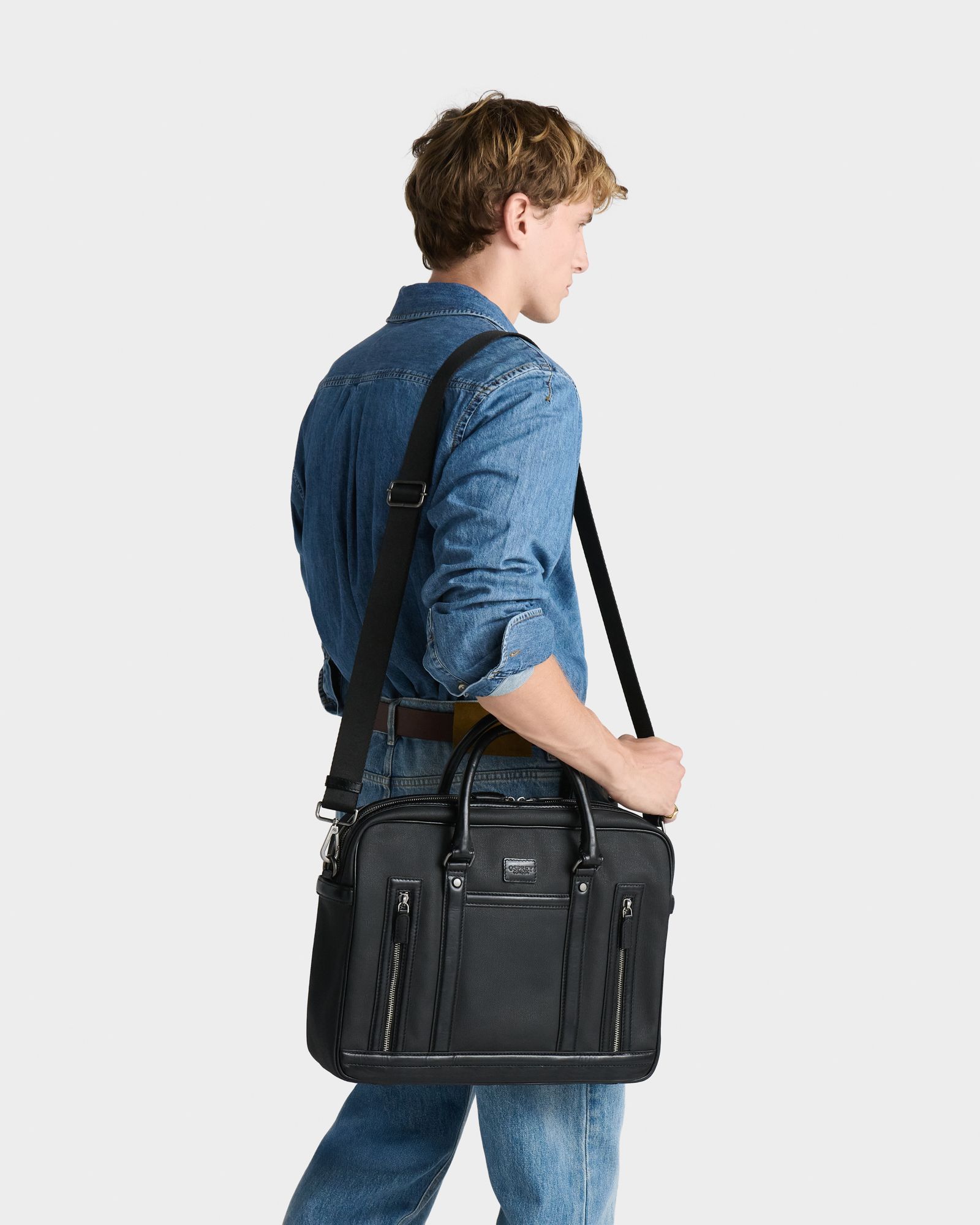 The Frontline Waxed Canvas and Leather Laptop Bag in Black