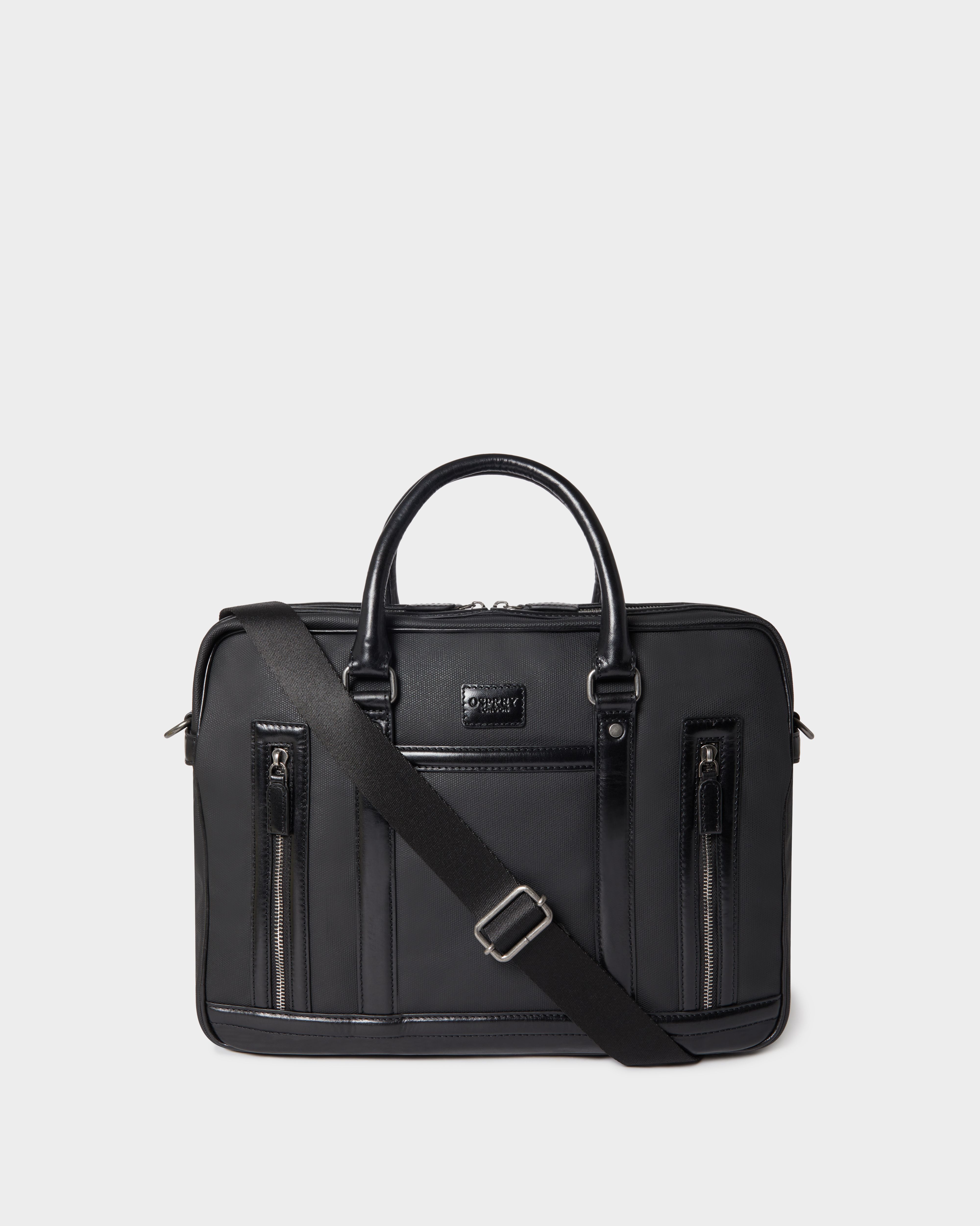 Image number 2 of The Frontline Waxed Canvas and Leather Laptop Bag in Black