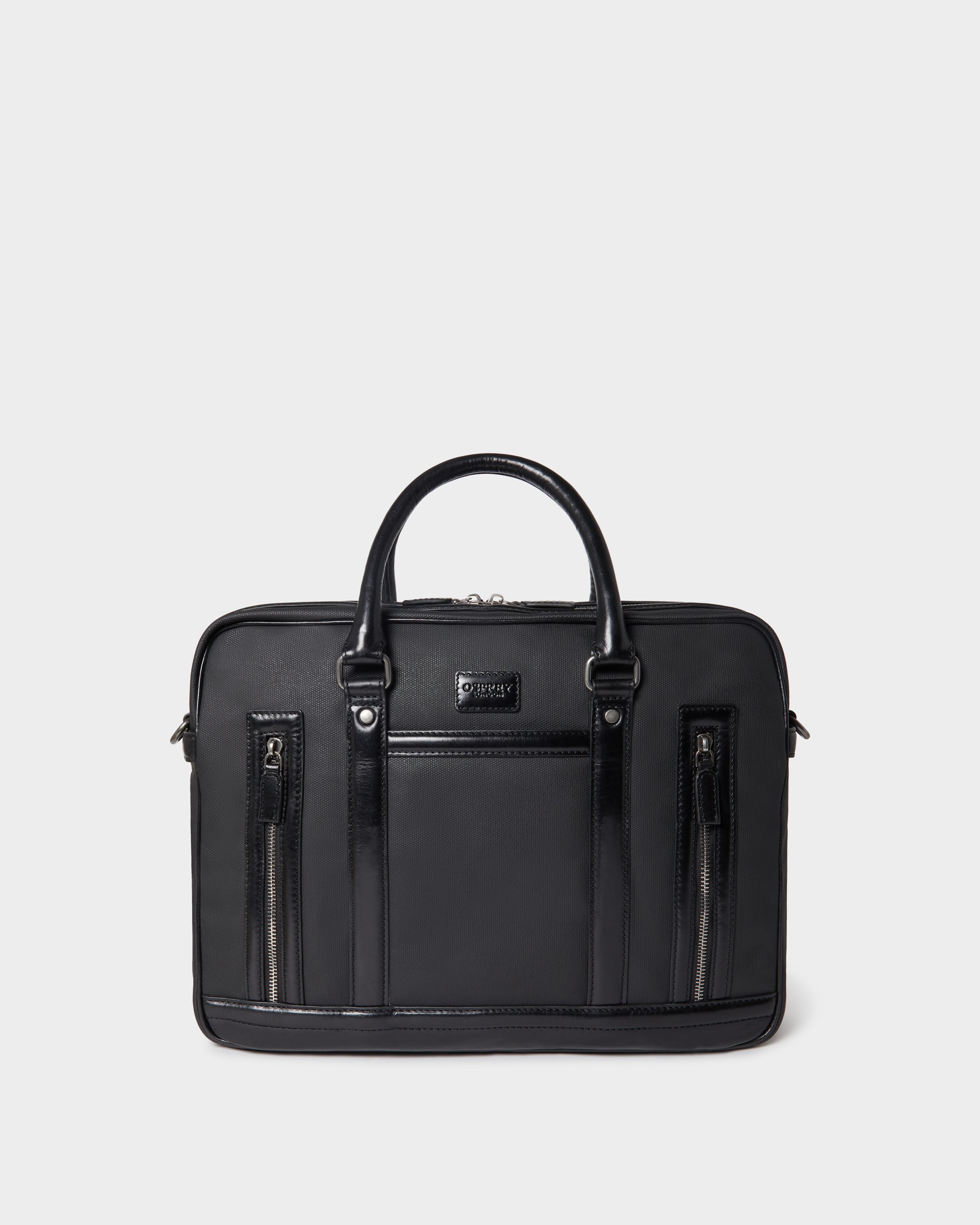 Image number 4 of The Frontline Waxed Canvas and Leather Laptop Bag in Black