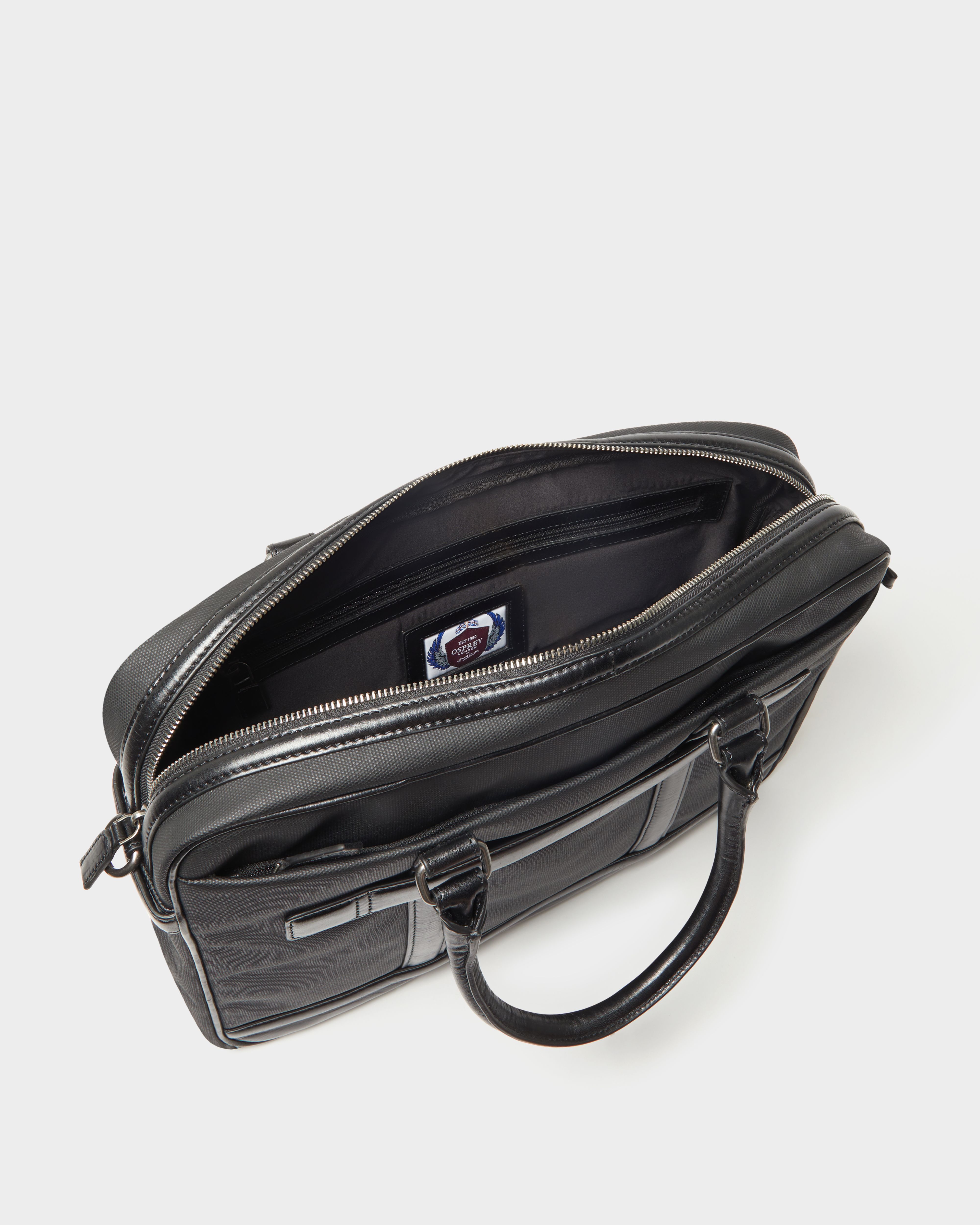 Image number 5 of The Frontline Waxed Canvas and Leather Laptop Bag in Black