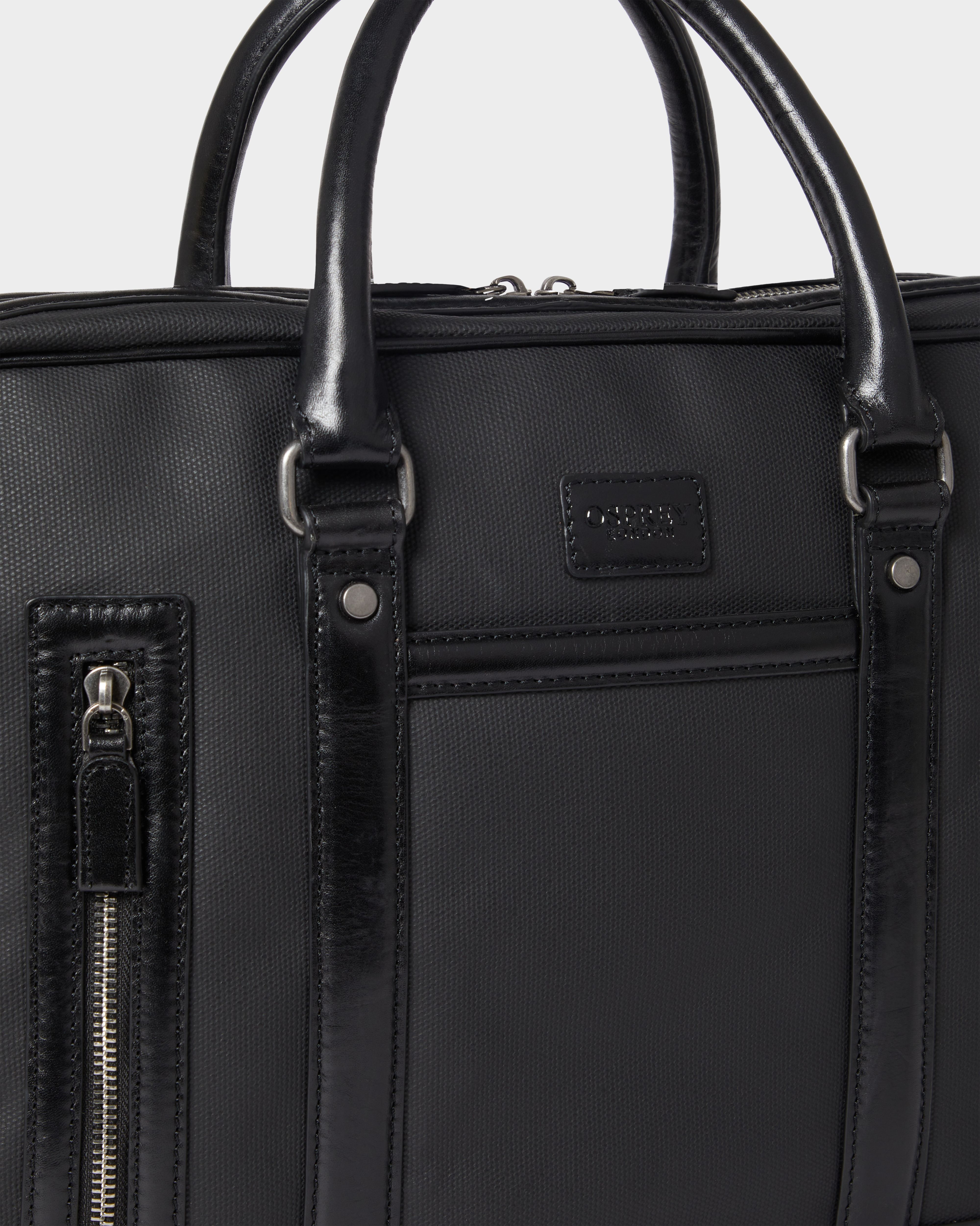 Image number 7 of The Frontline Waxed Canvas and Leather Laptop Bag in Black