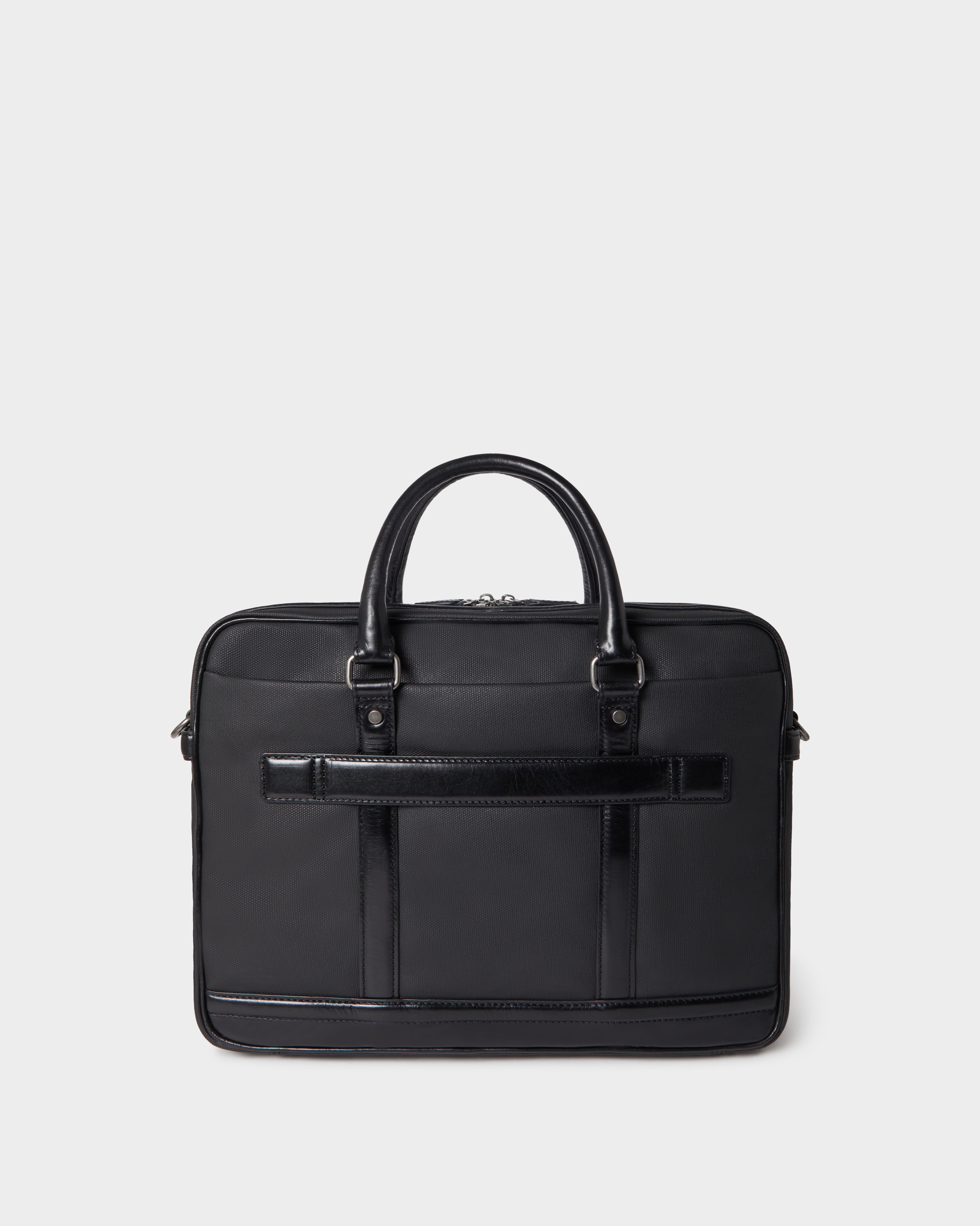 Image number 6 of The Frontline Waxed Canvas and Leather Laptop Bag in Black