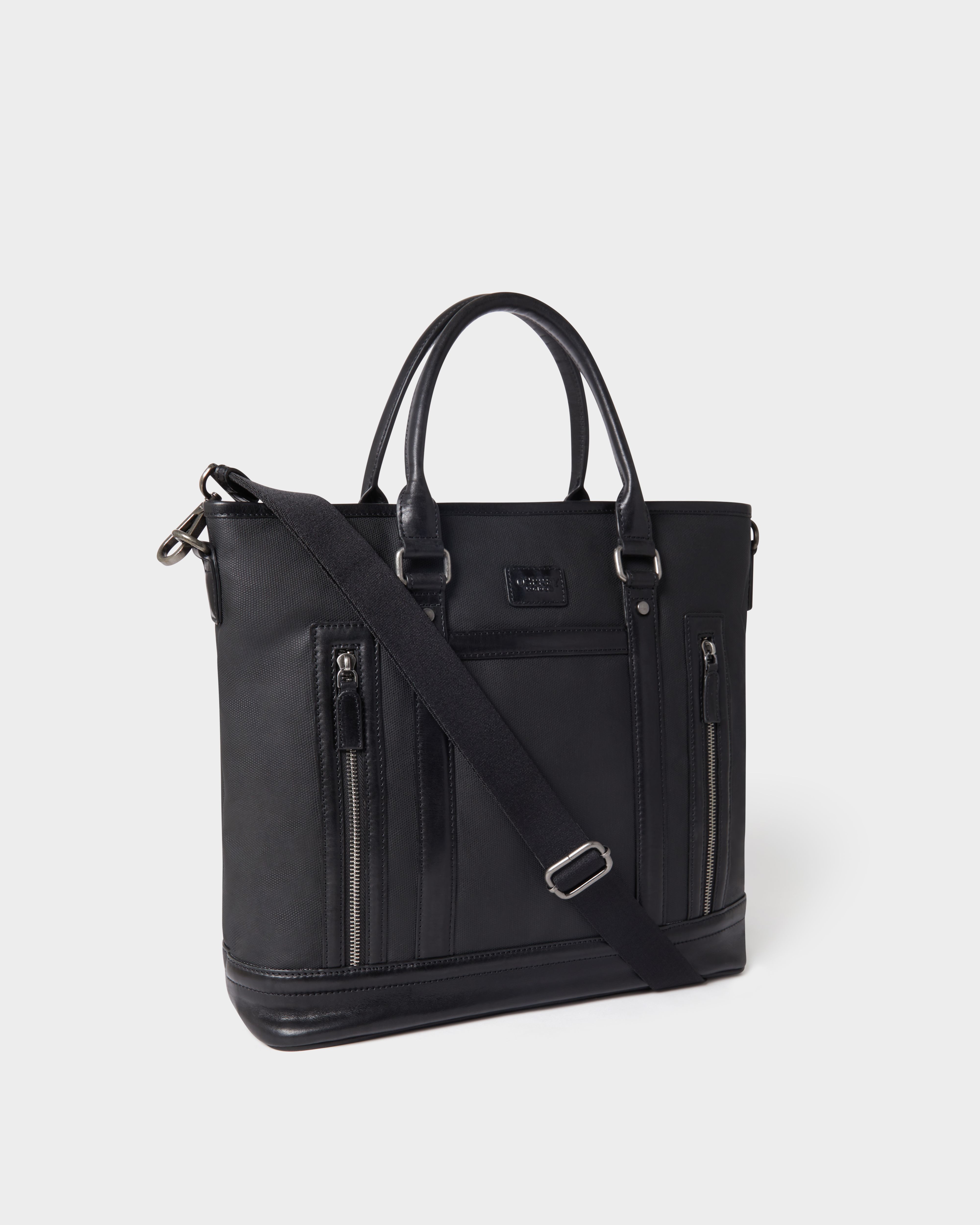 Image number 3 of The Frontline Large Waxed Canvas and Leather Workbag in Black