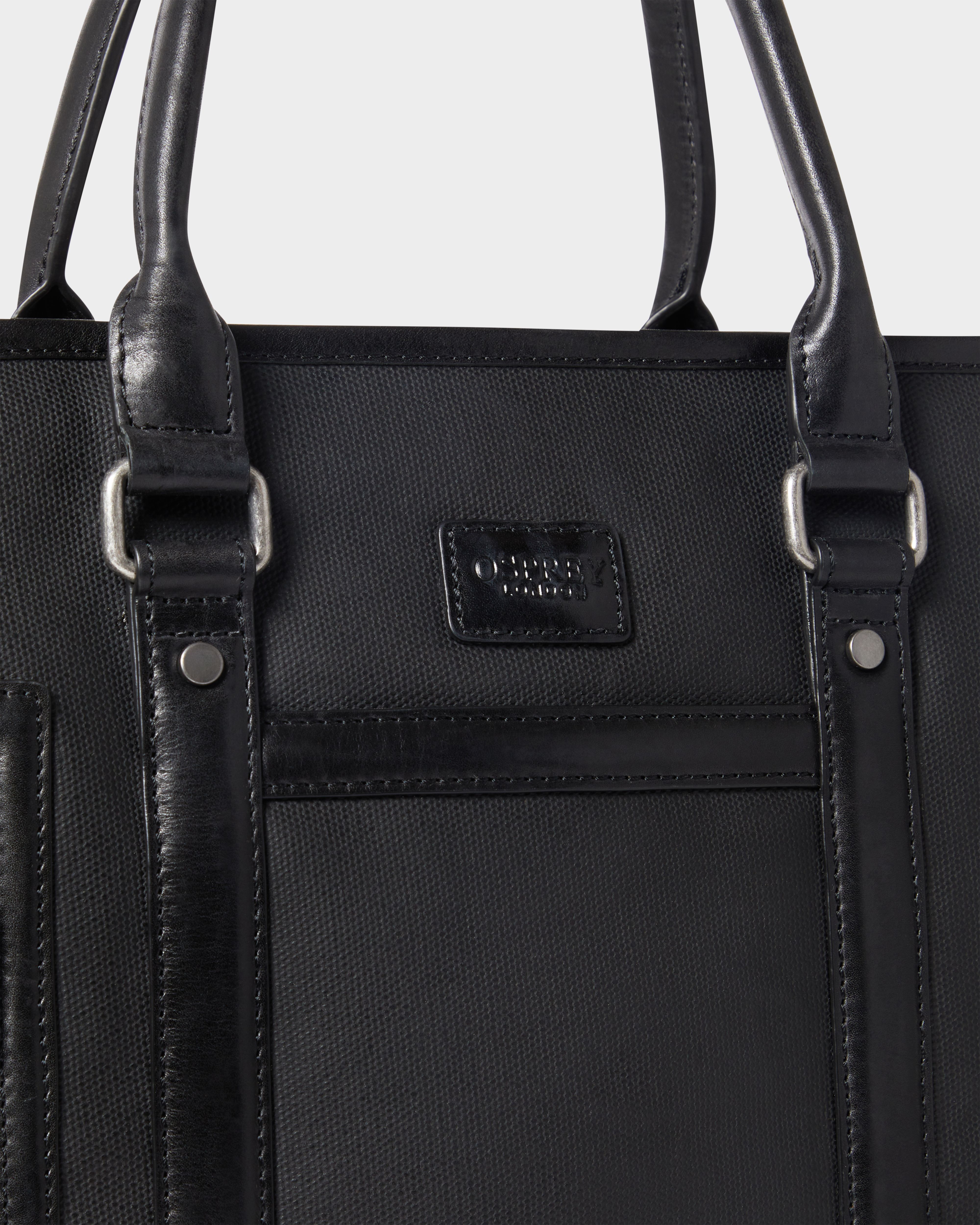 Image number 7 of The Frontline Large Waxed Canvas and Leather Workbag in Black