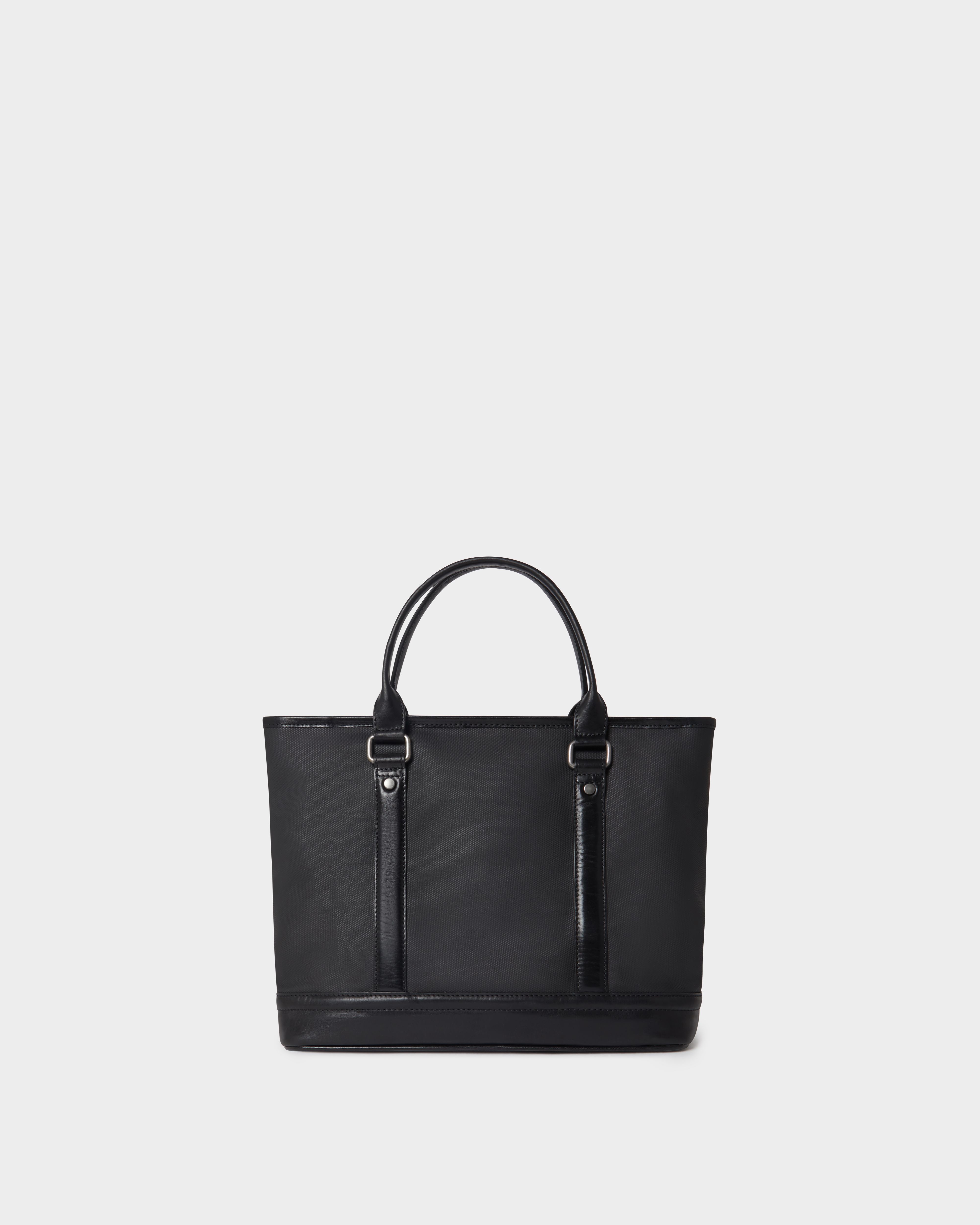 Image number 4 of The Frontline Small Waxed Canvas and Leather Workbag in Black