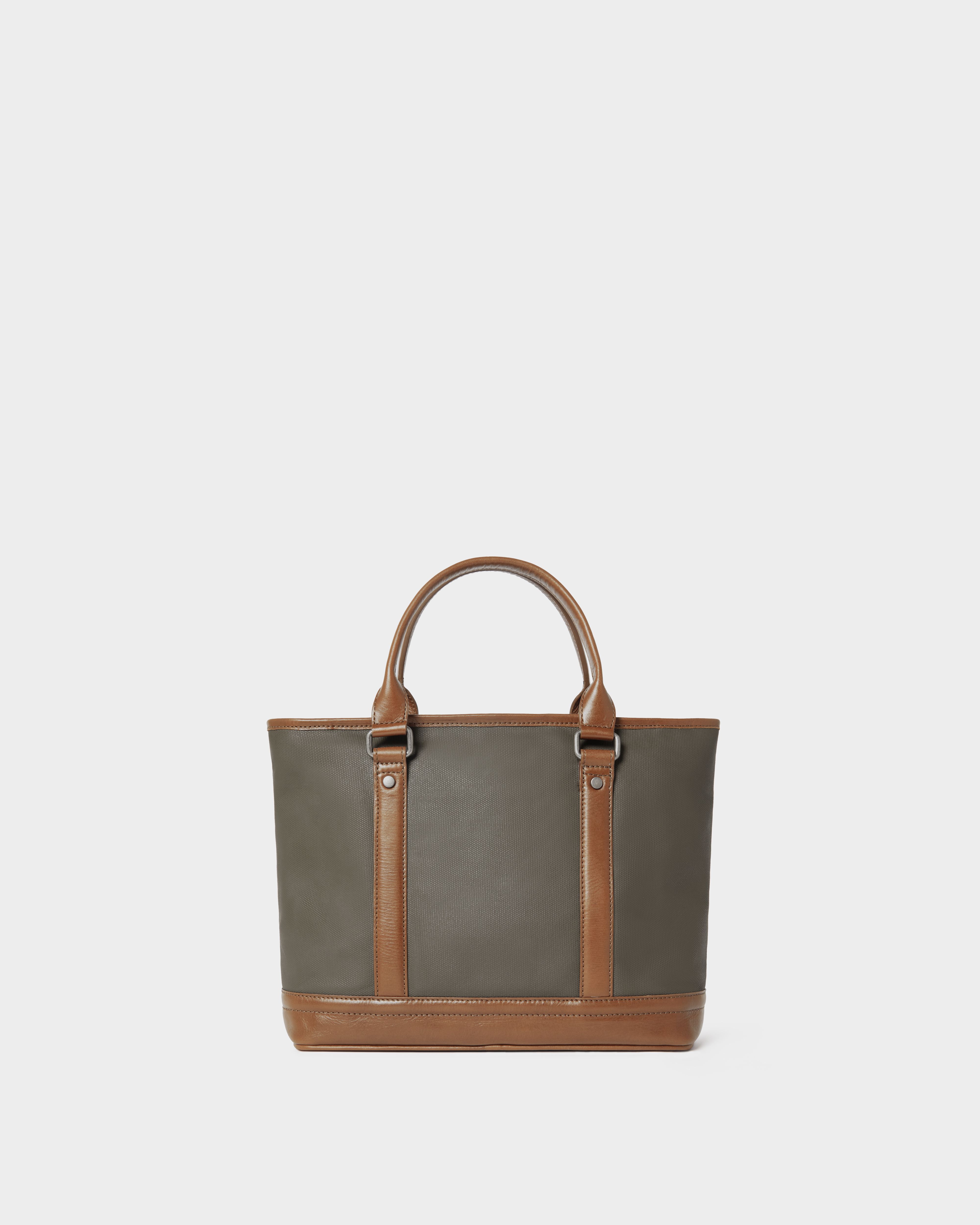 Image number 4 of The Frontline Small Waxed Canvas and Leather Workbag in Khaki & Chestnut