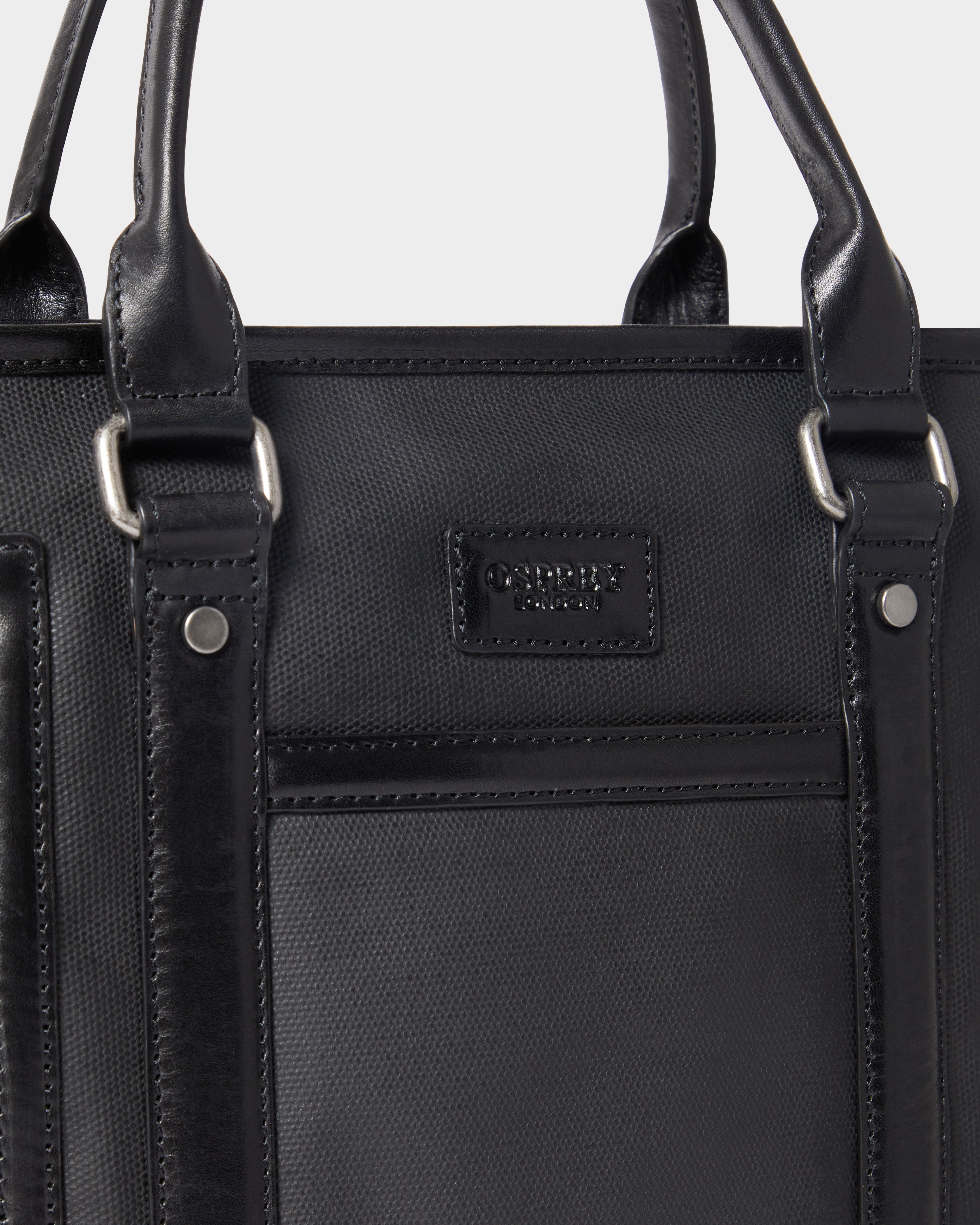 Image number 5 of The Frontline Small Waxed Canvas and Leather Workbag in Black