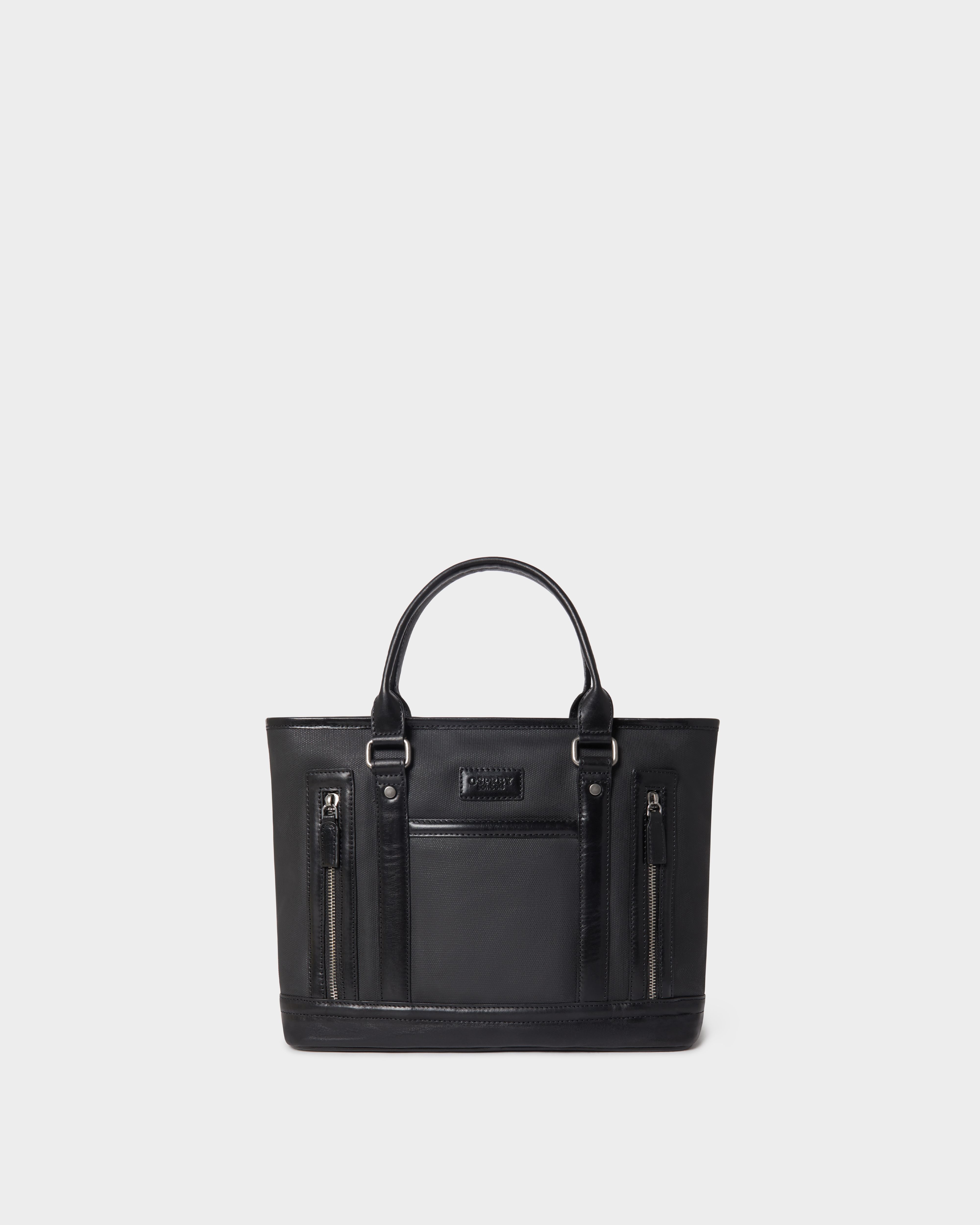 The Frontline Small Waxed Canvas and Leather Workbag in Black