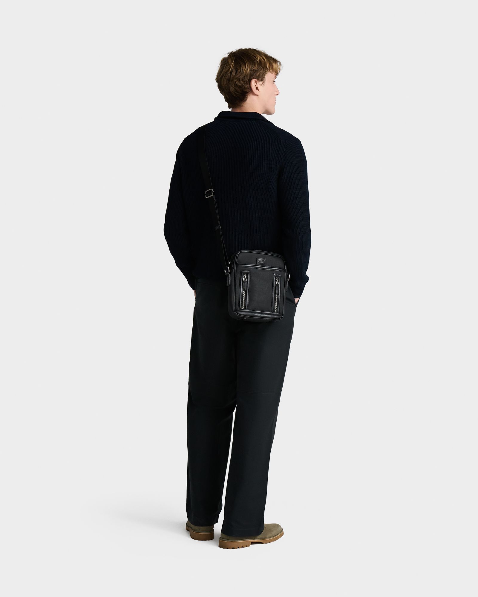 Image number 1 of The Frontline Waxed Canvas and Leather Messenger in Black