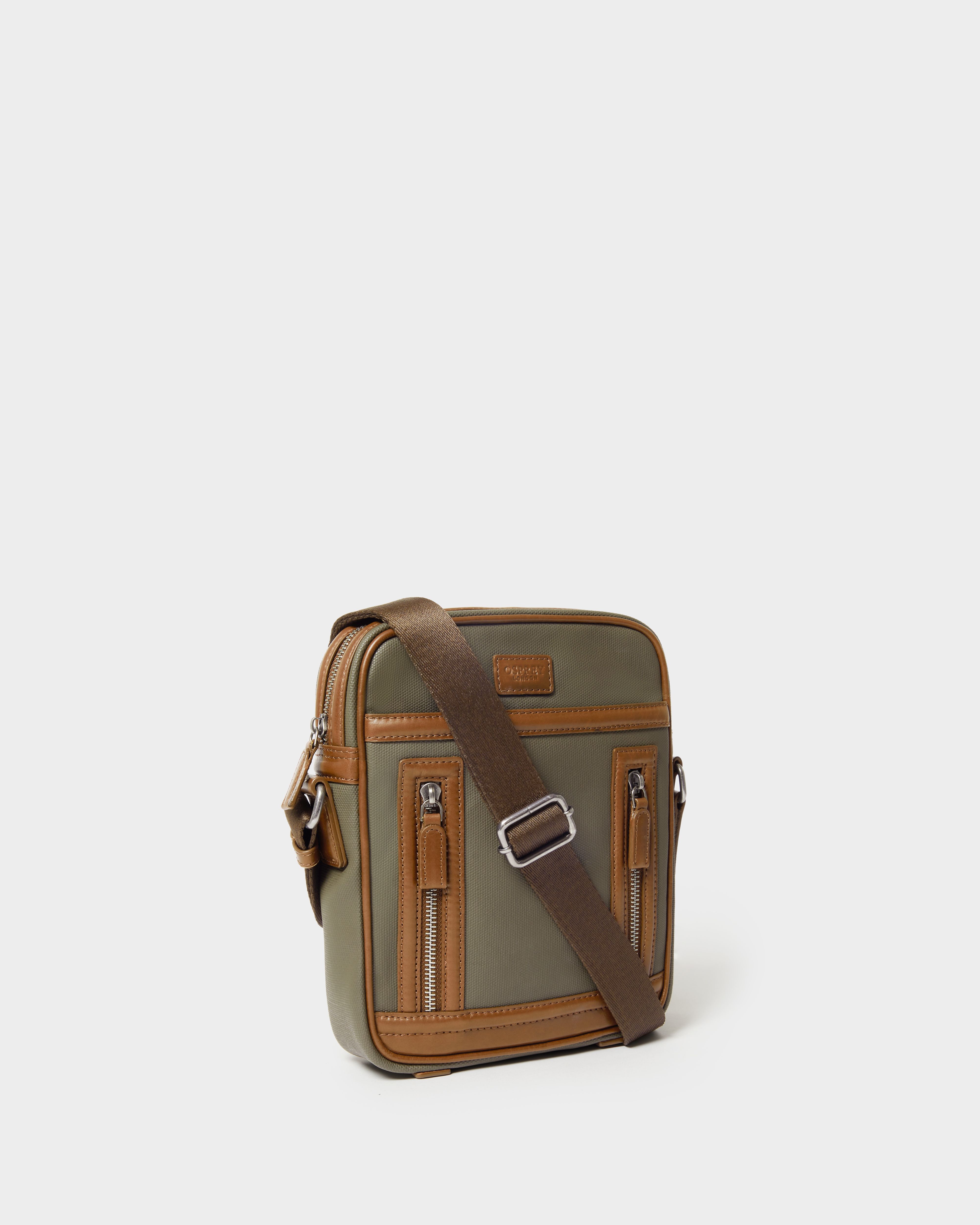 Image number 2 of The Frontline Waxed Canvas and Leather Messenger in Khaki & Chestnut