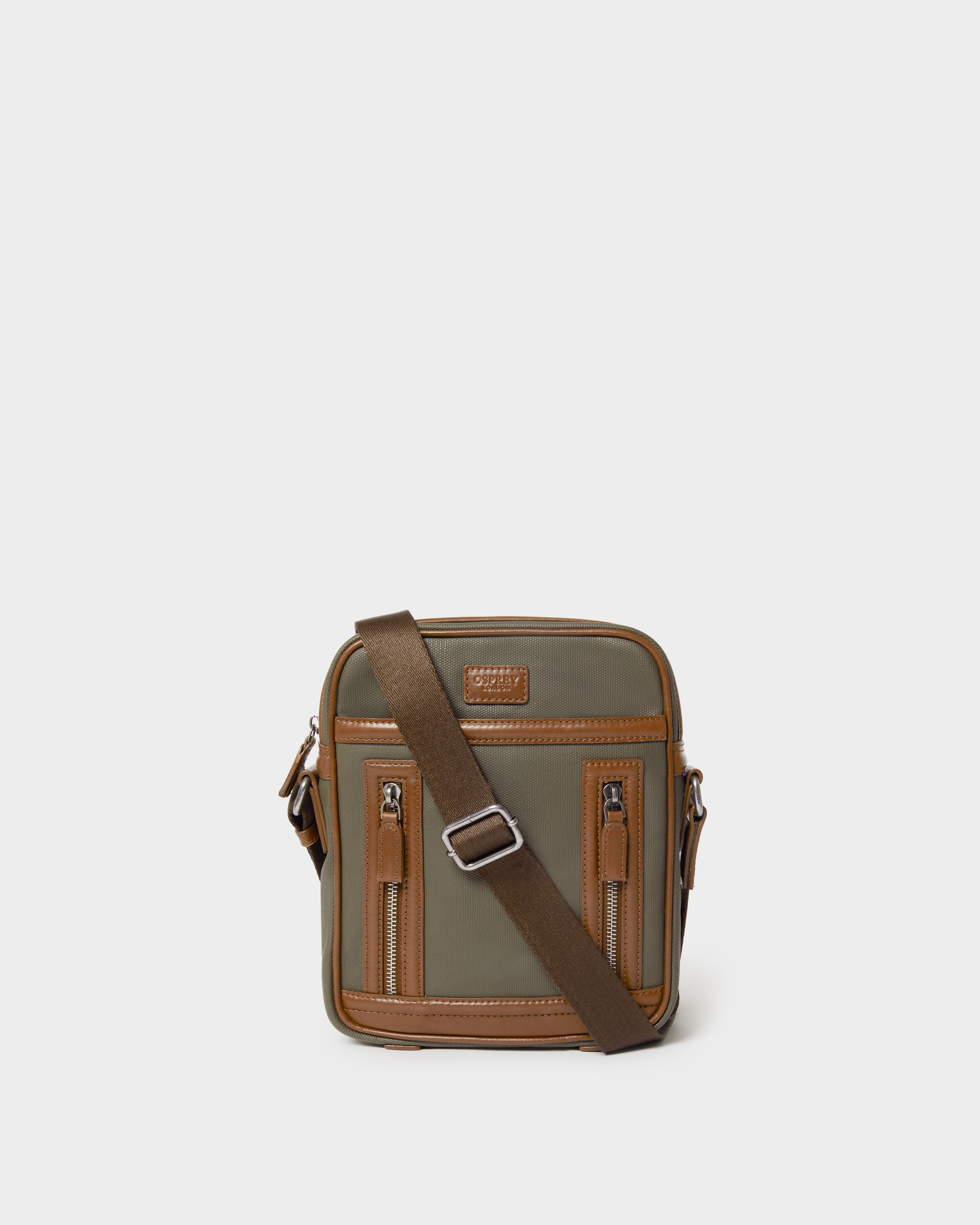 The Frontline Waxed Canvas and Leather Messenger in Khaki & Chestnut