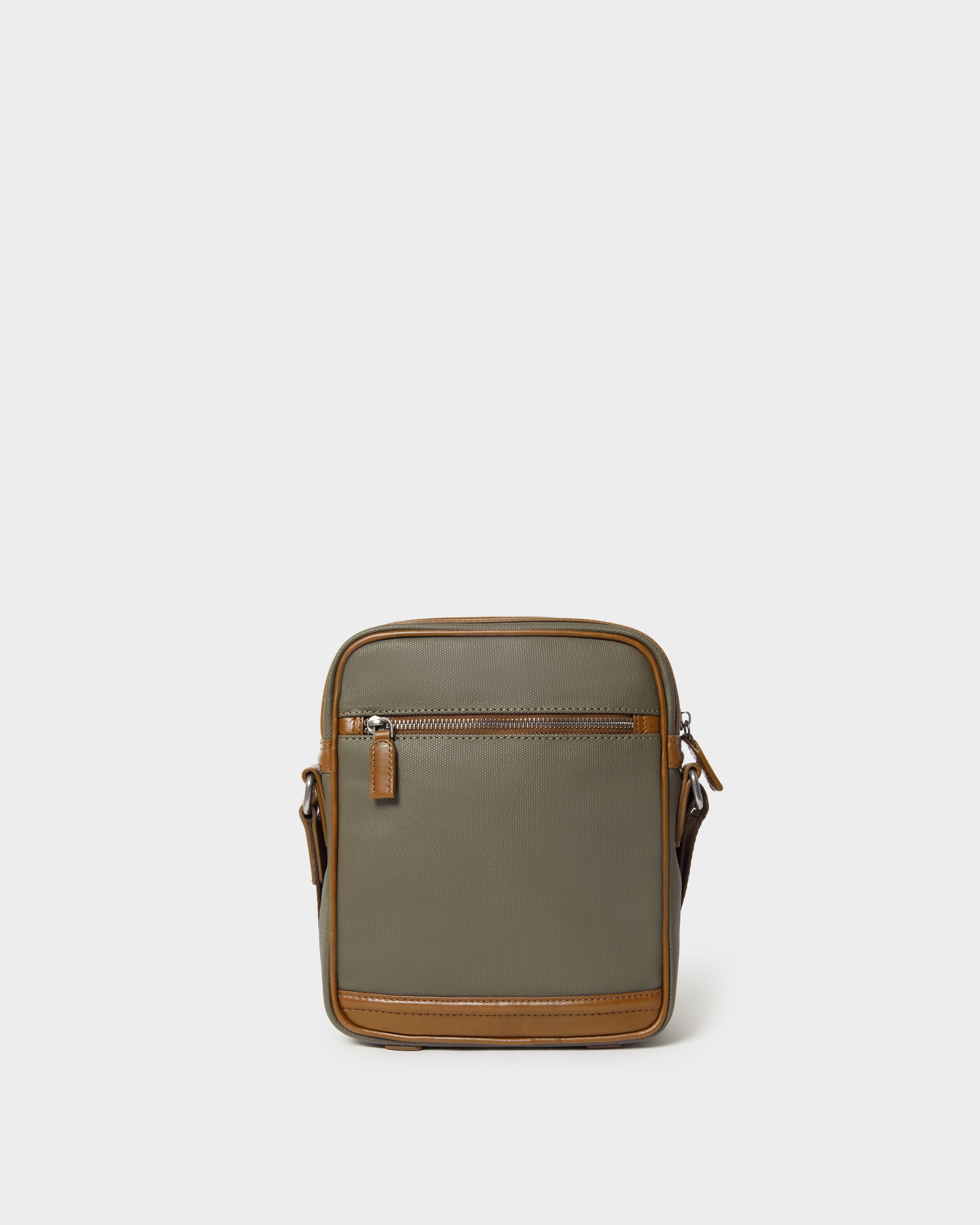 Image number 4 of The Frontline Waxed Canvas and Leather Messenger in Khaki & Chestnut