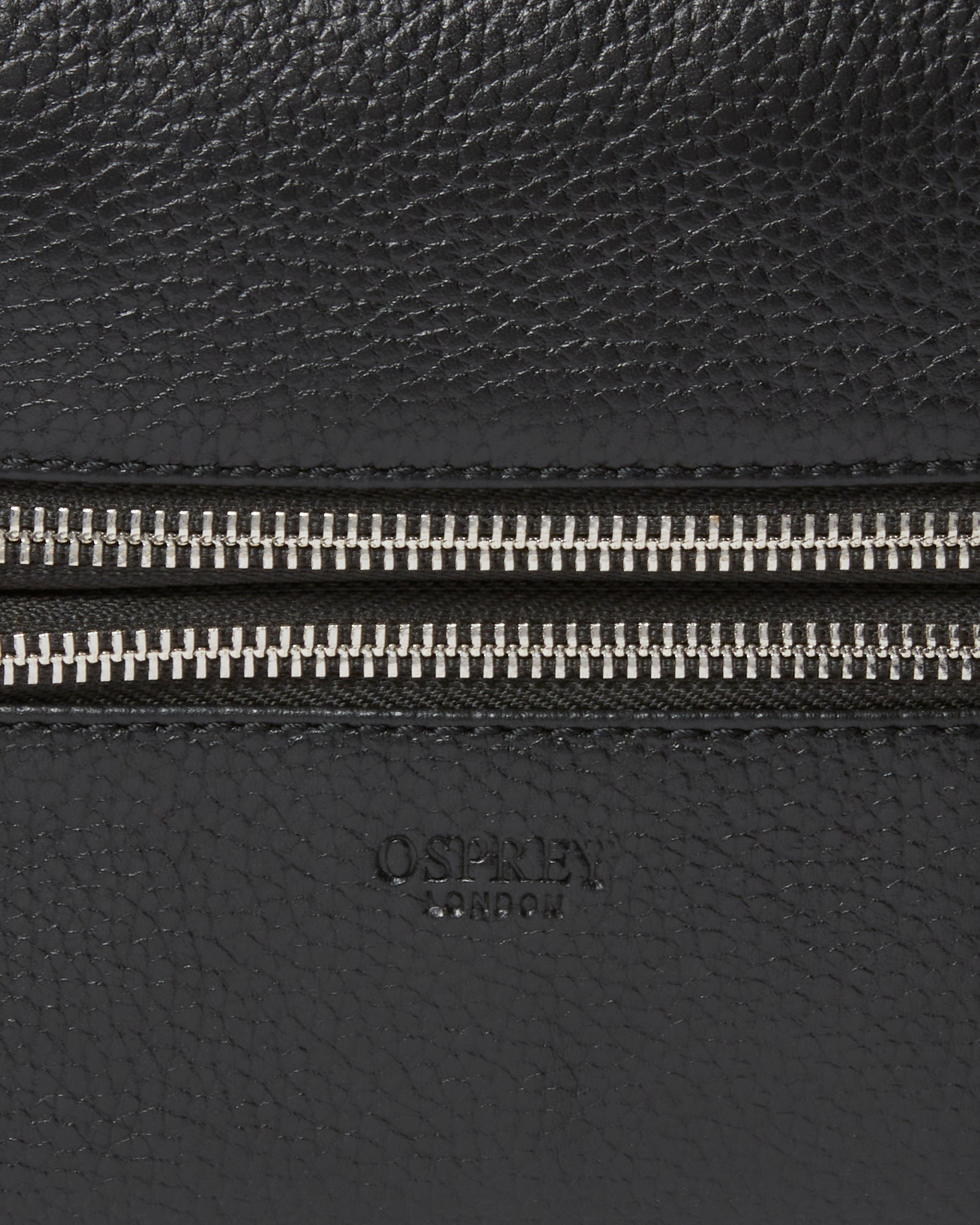 Image number 5 of The Double Zip Small Leather Washbag in Black