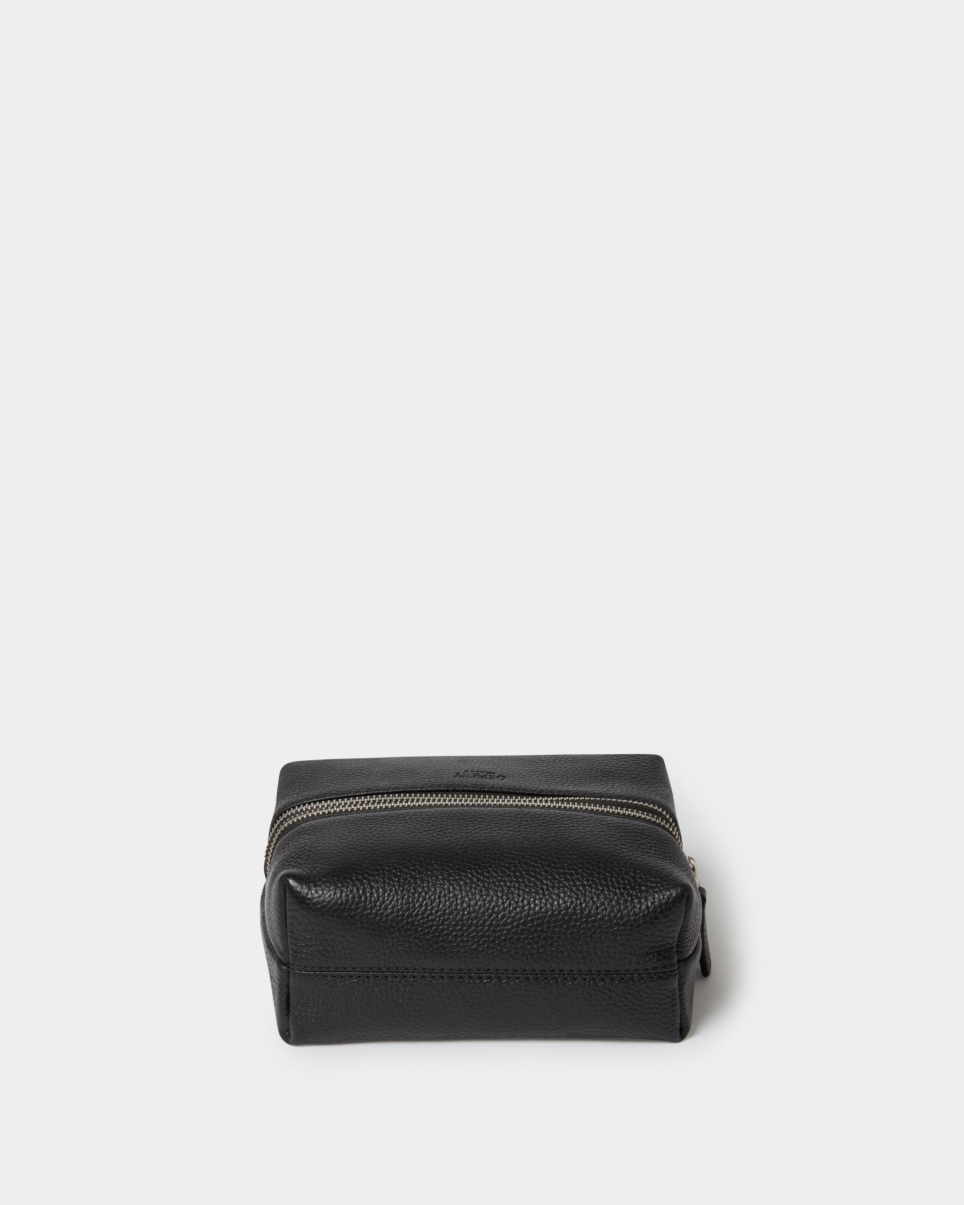 Image number 4 of The Double Zip Small Leather Washbag in Black