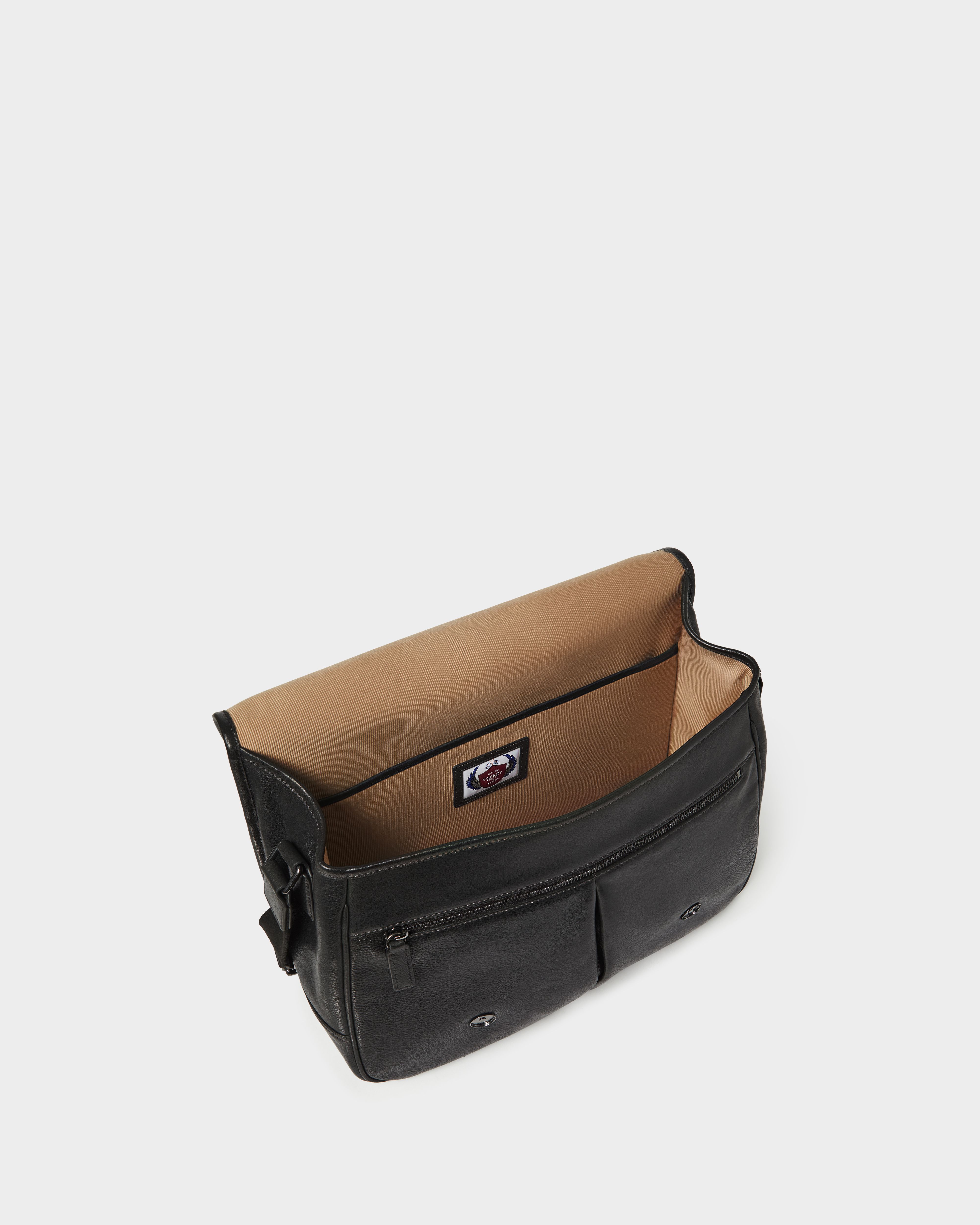 Image number 4 of The Compass Leather Saddle Bag in Black