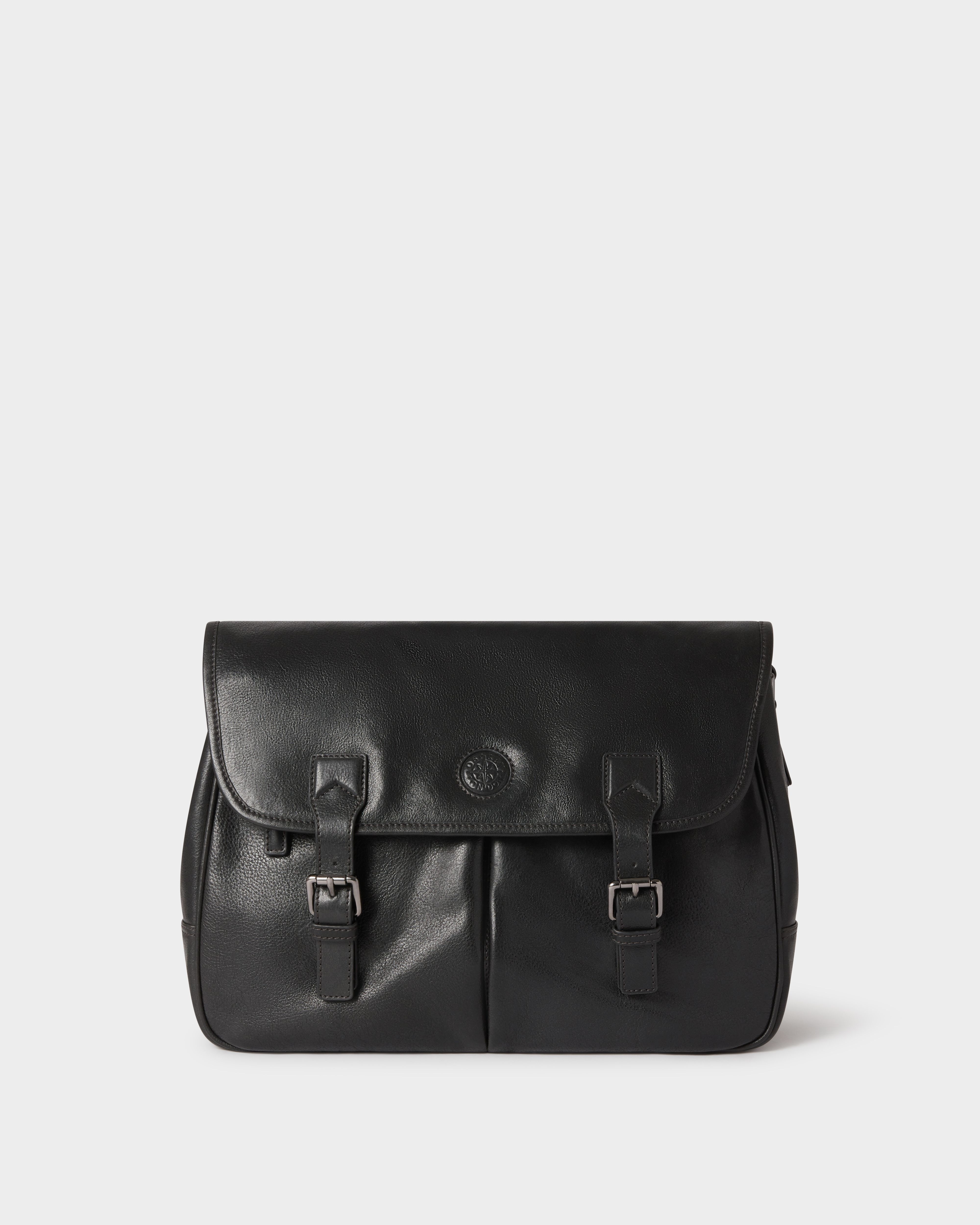 Image number 2 of The Compass Leather Saddle Bag in Black