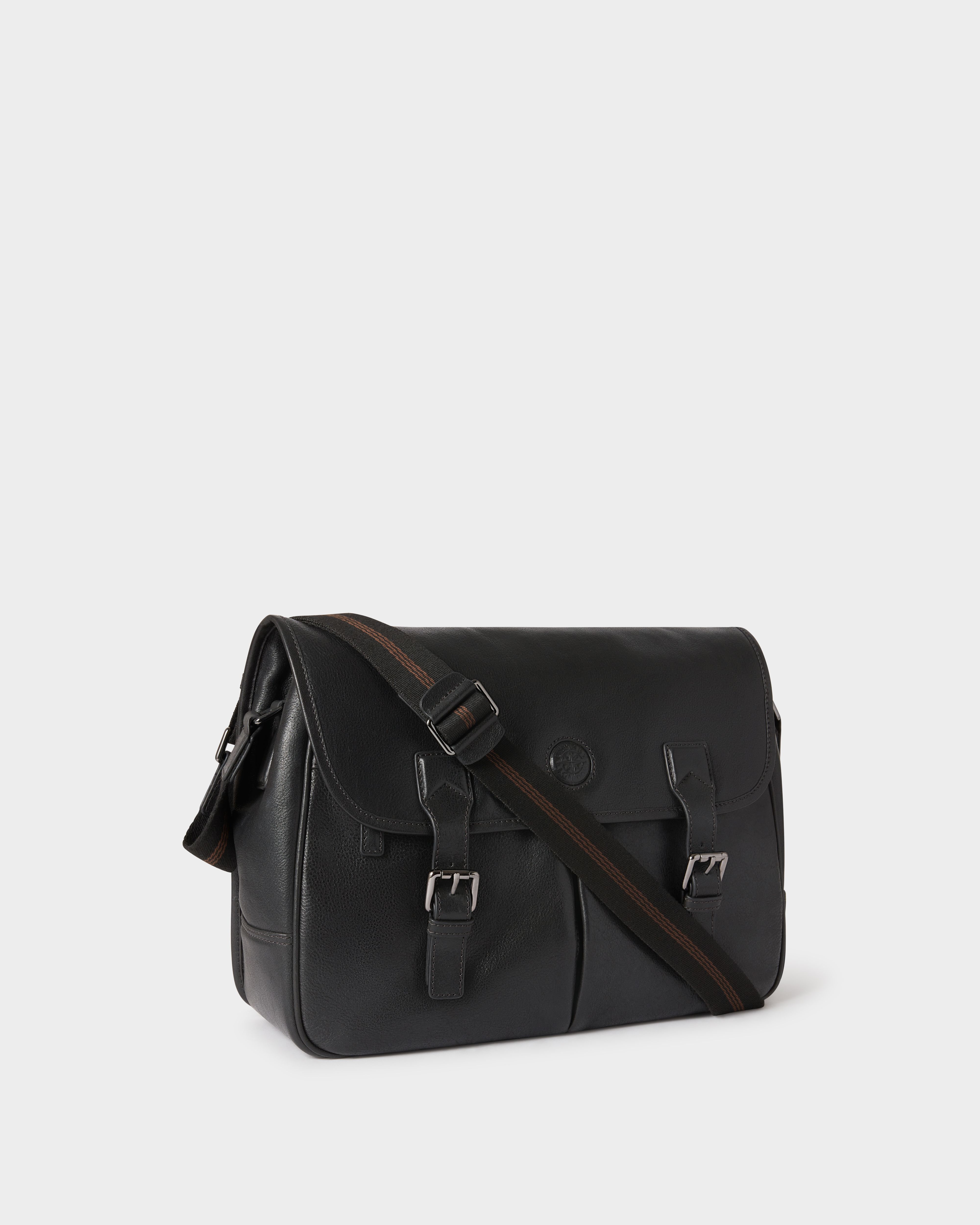 Image number 3 of The Compass Leather Saddle Bag in Black