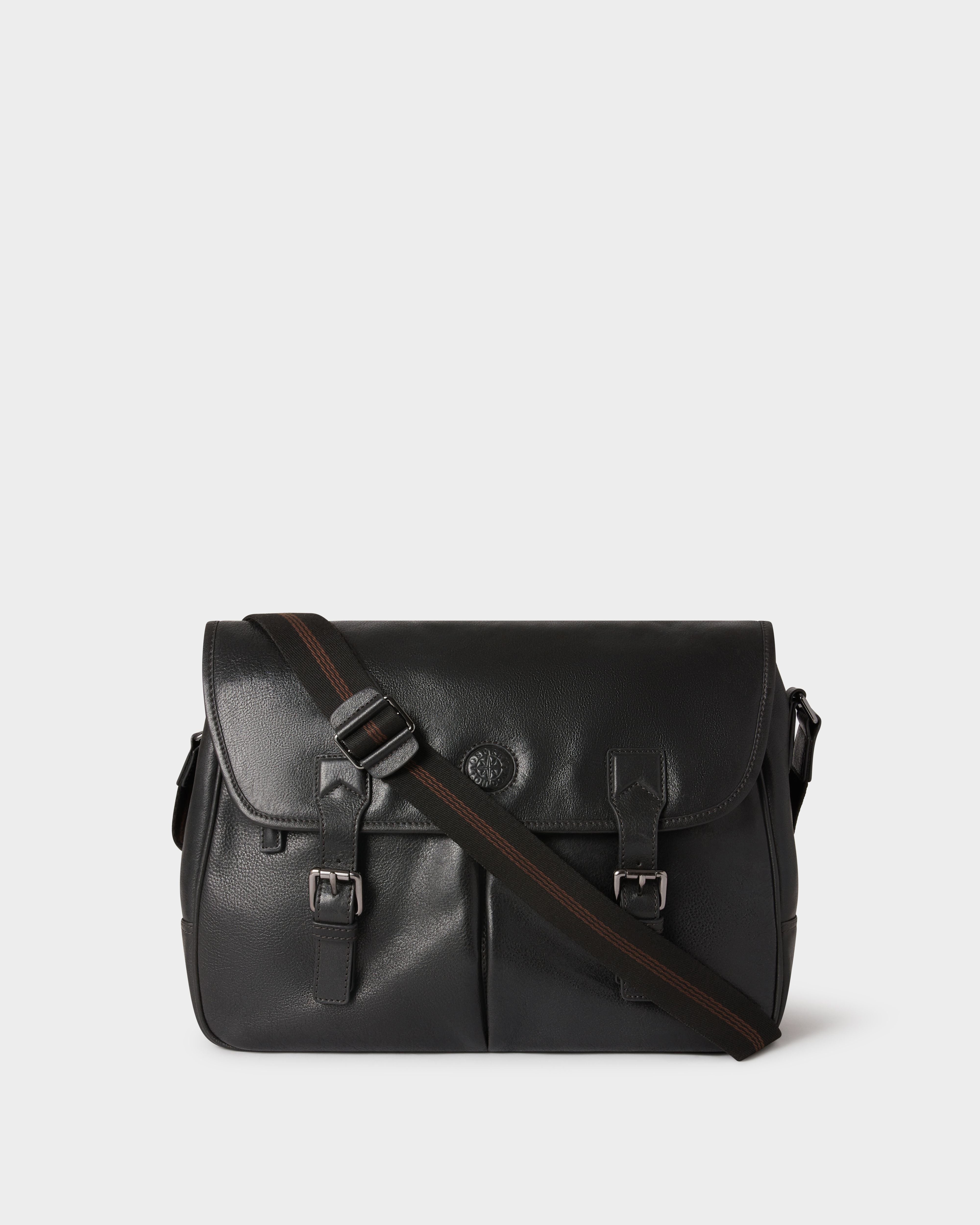 The Compass Leather Saddle Bag in Black