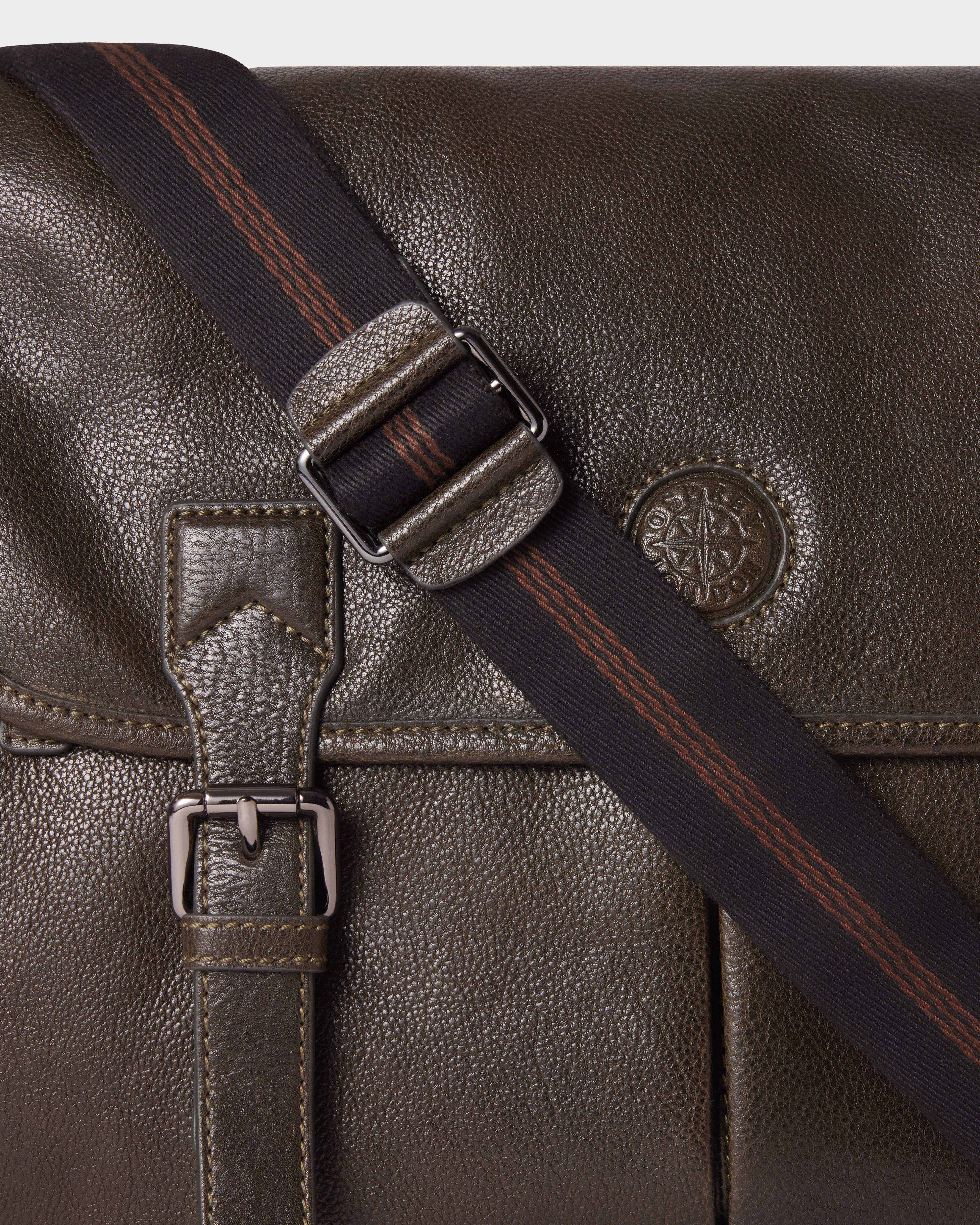 Image number 6 of The Compass Leather Saddle Bag in Dark Olive