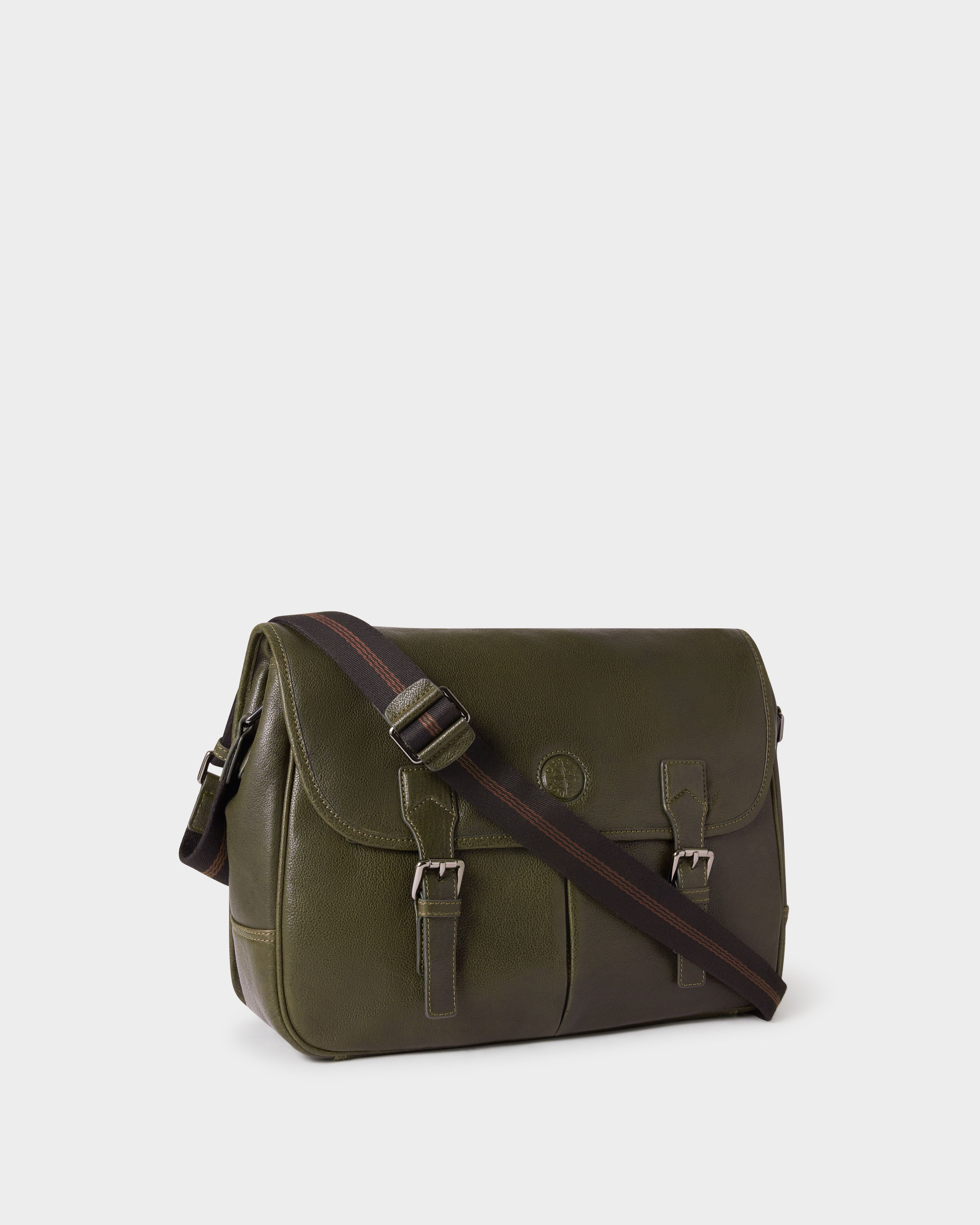 Image number 5 of The Compass Leather Saddle Bag in Dark Olive