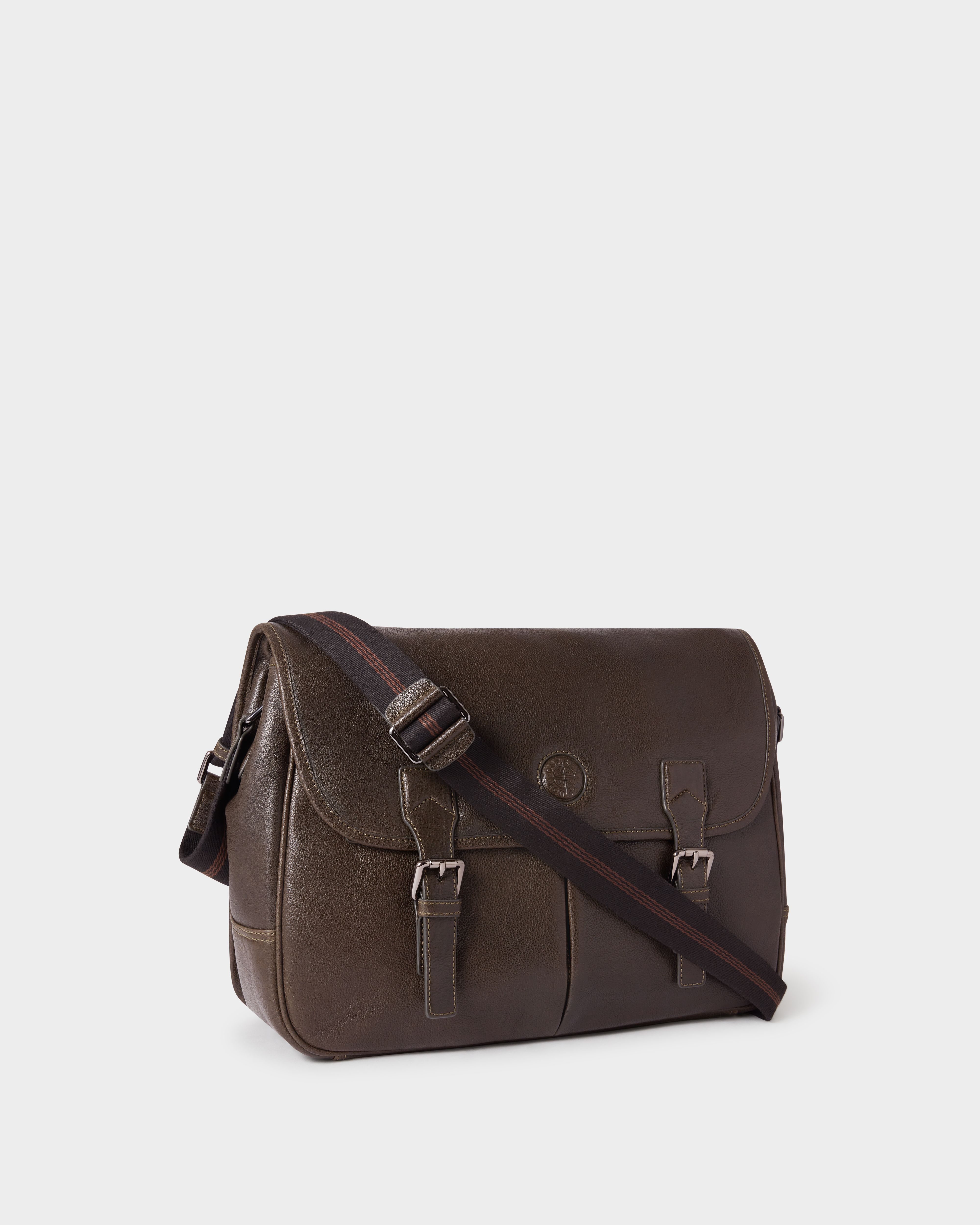 Image number 3 of The Compass Leather Saddle Bag in Dark Olive