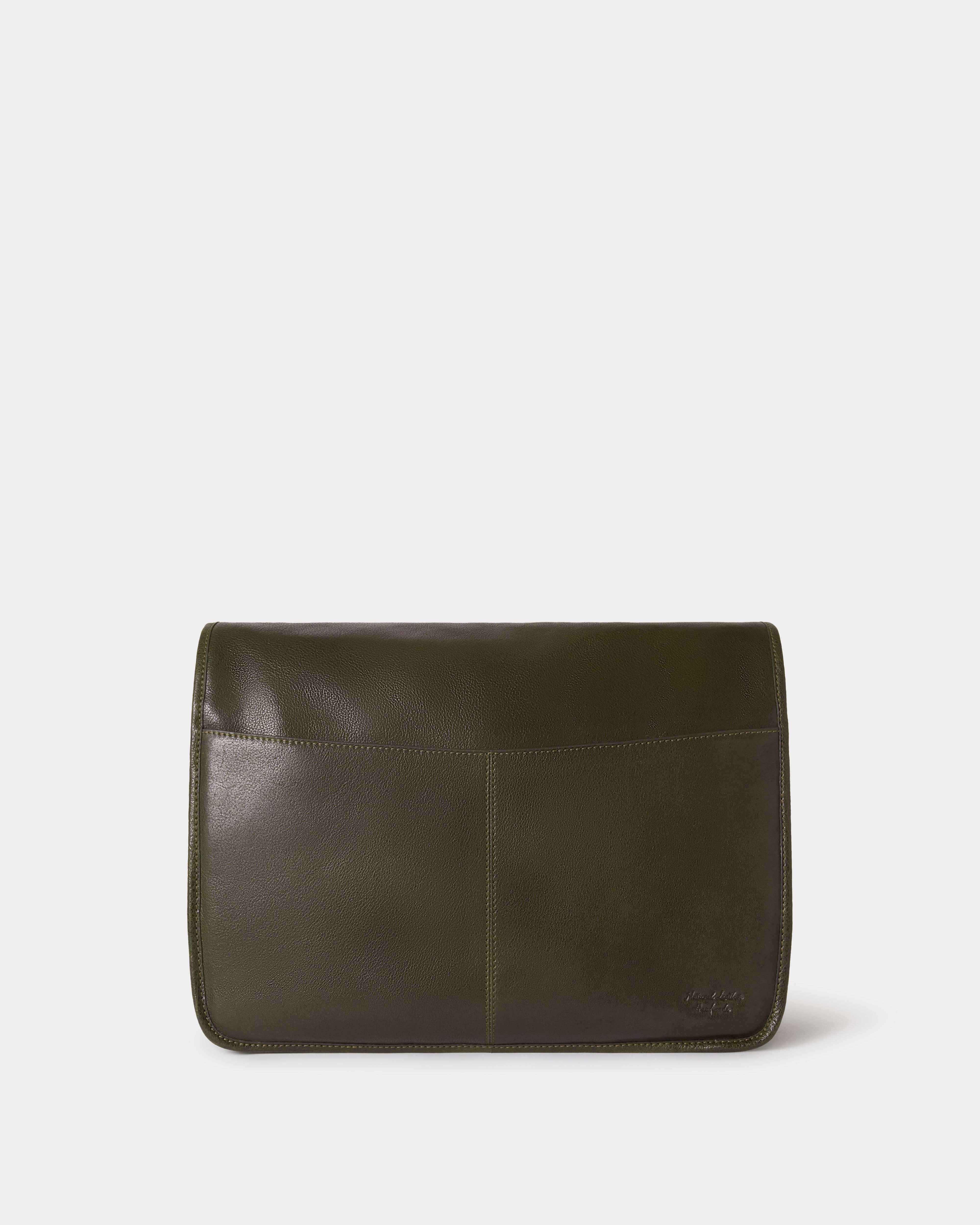 Image number 6 of The Compass Leather Saddle Bag in Dark Olive