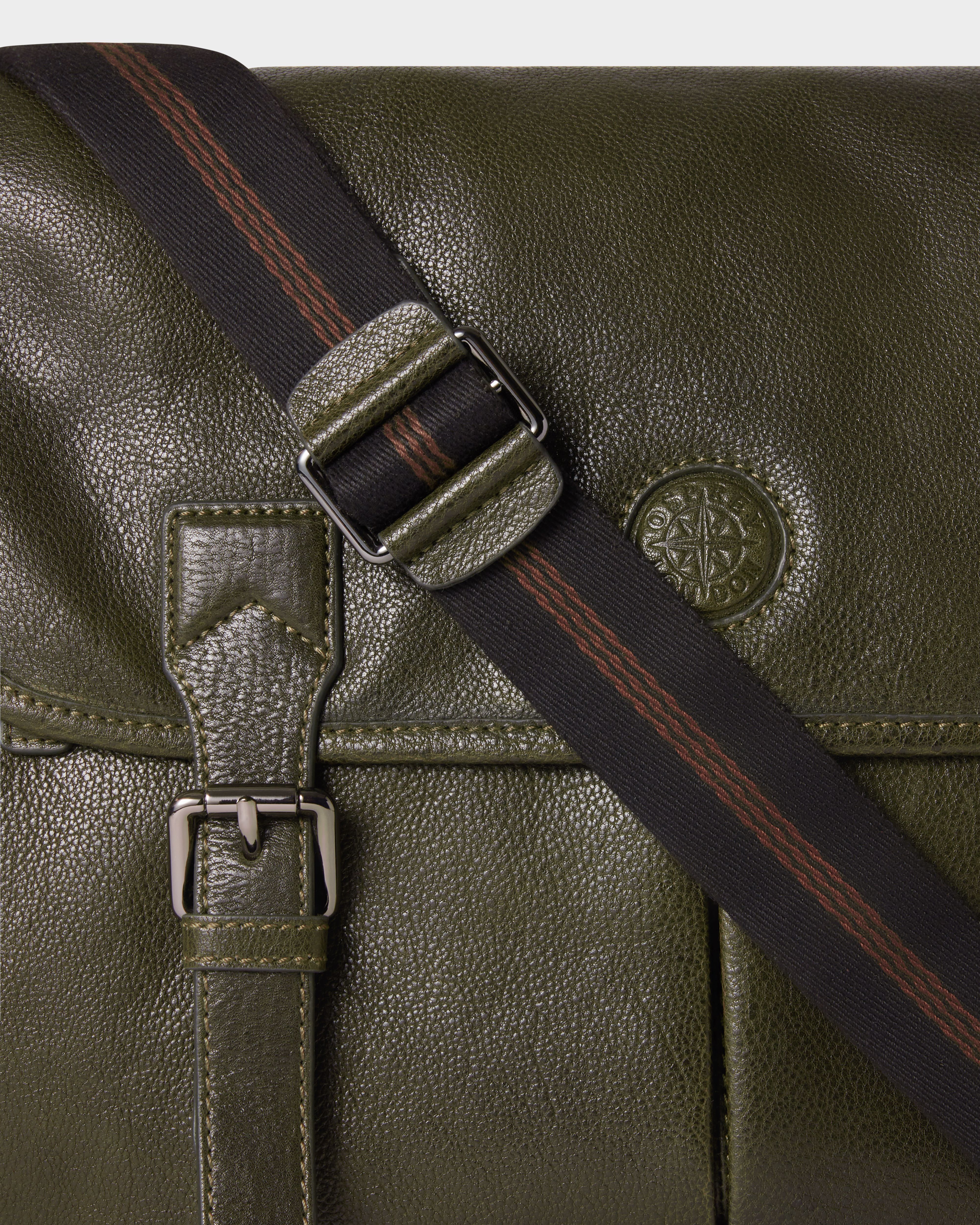 Image number 8 of The Compass Leather Saddle Bag in Dark Olive