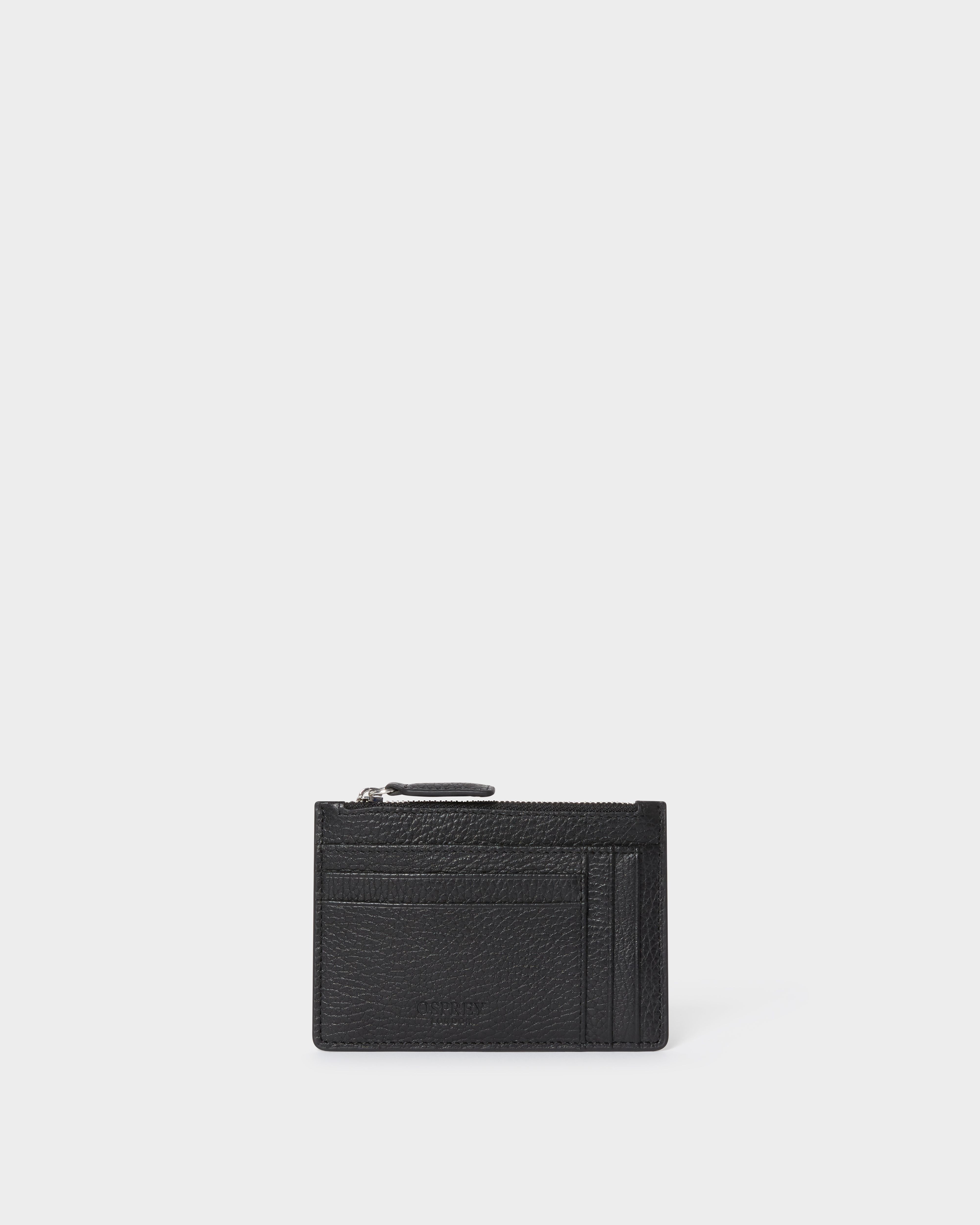 The Jacob Leather Zip Card Holder in Black